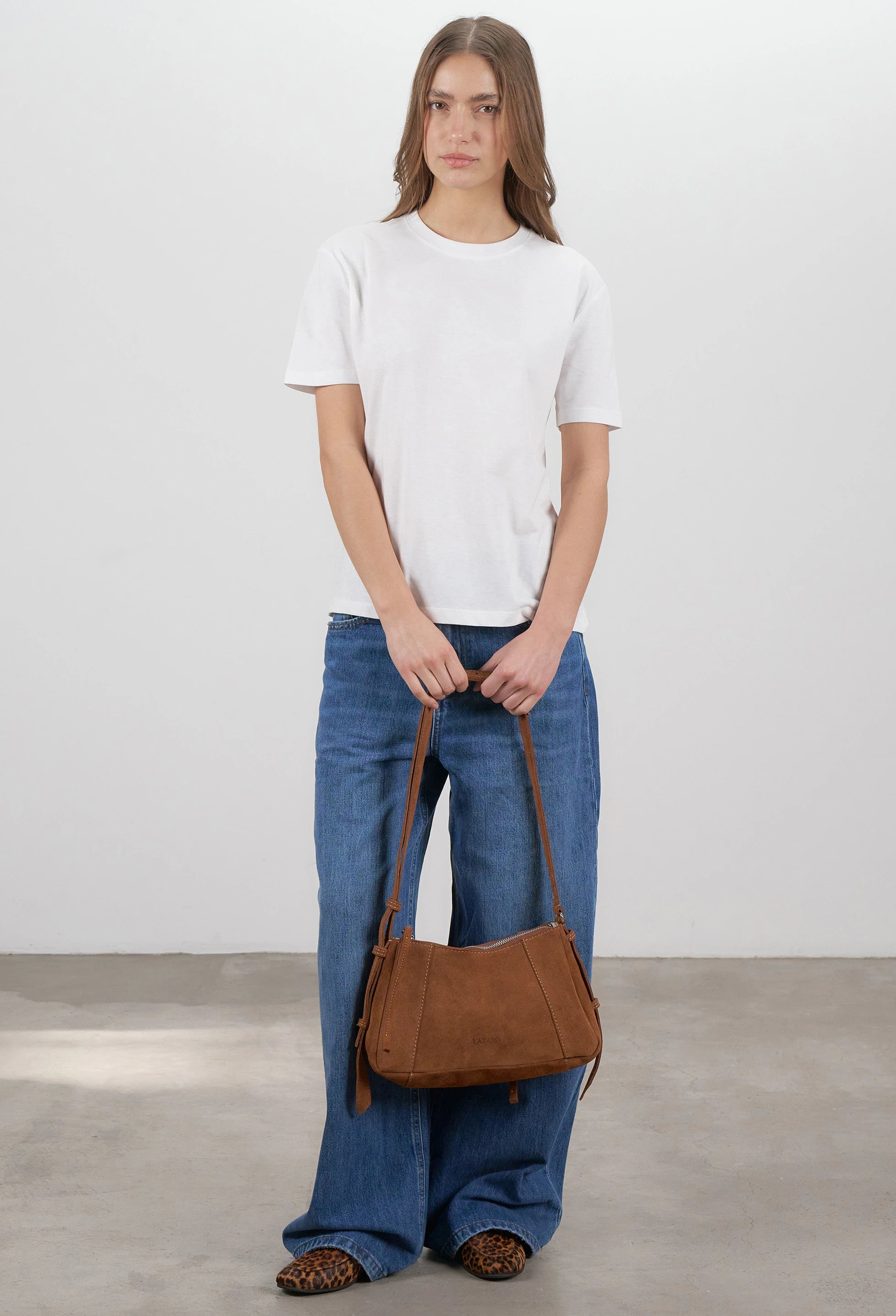 Nina Baguette Bag - Caramel Suede