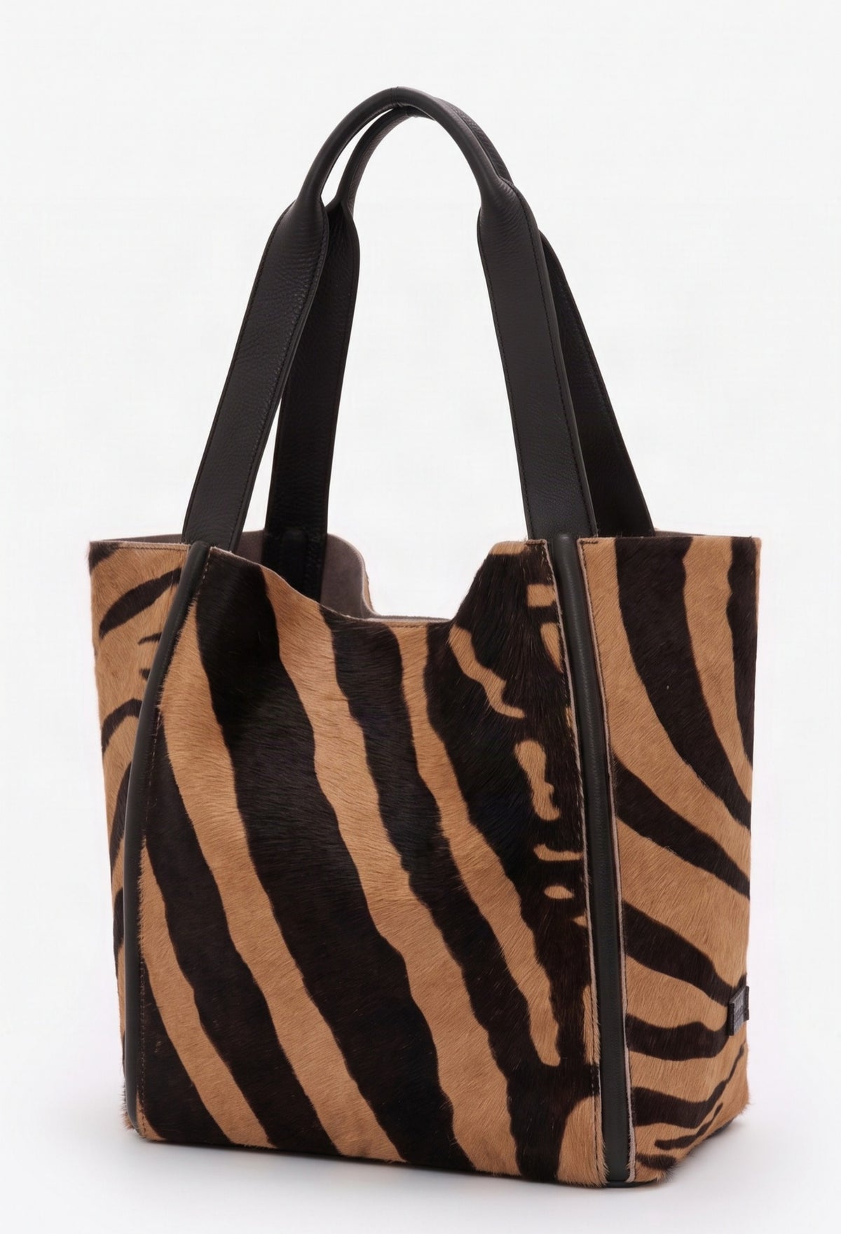 Tala Large Leather Tote Bag - Zebra