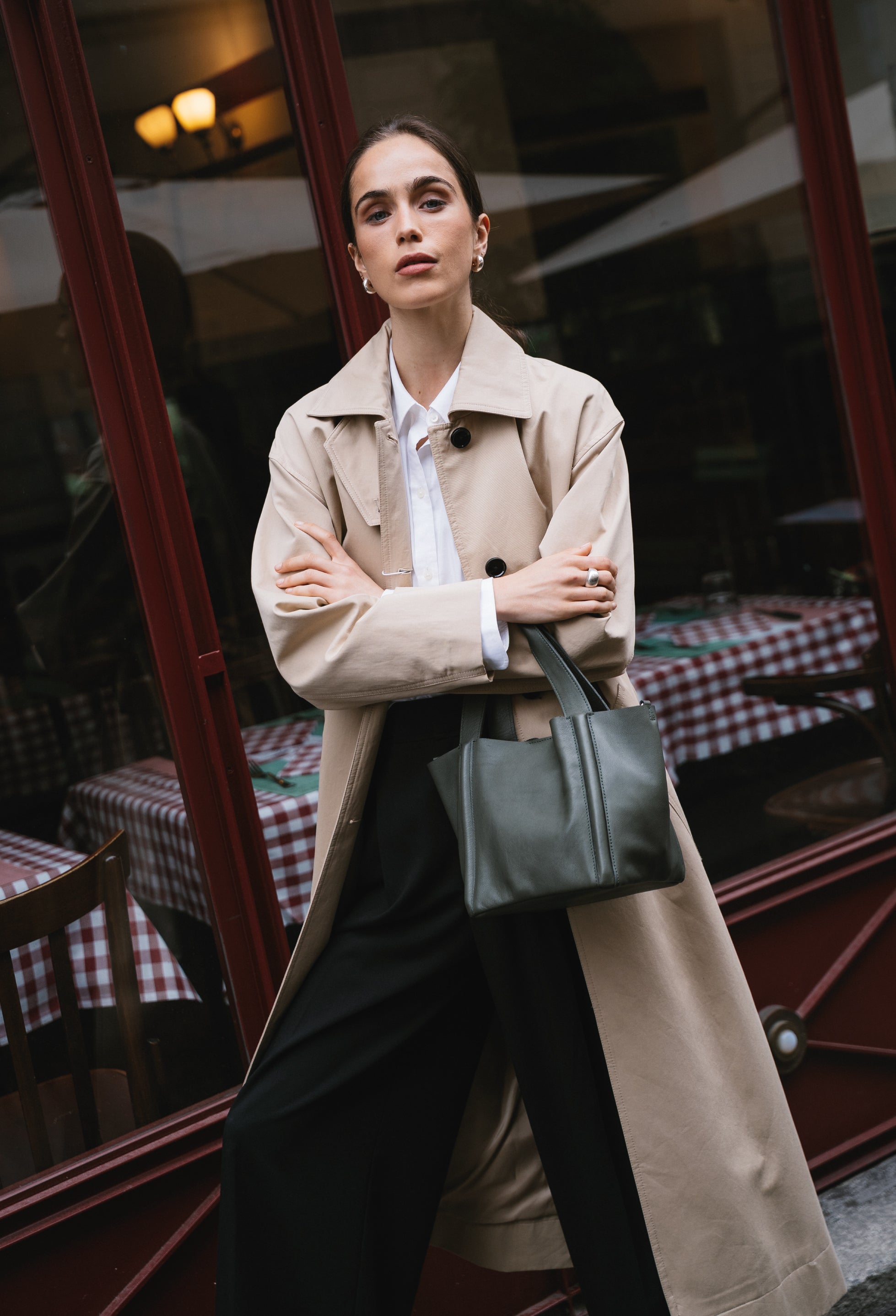 Tala Small Leather Tote Bag - Olive