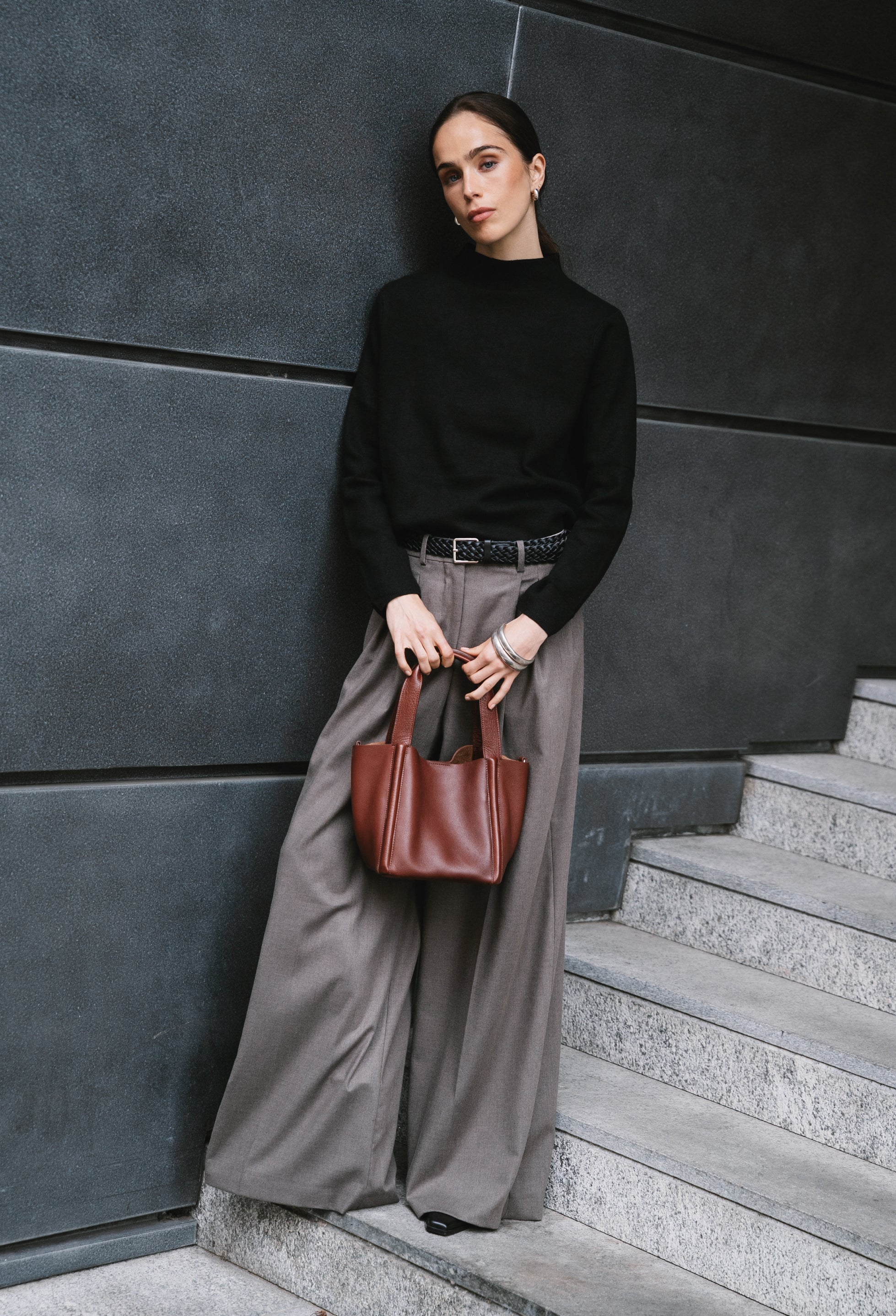 Tala Small Leather Tote Bag - Brown