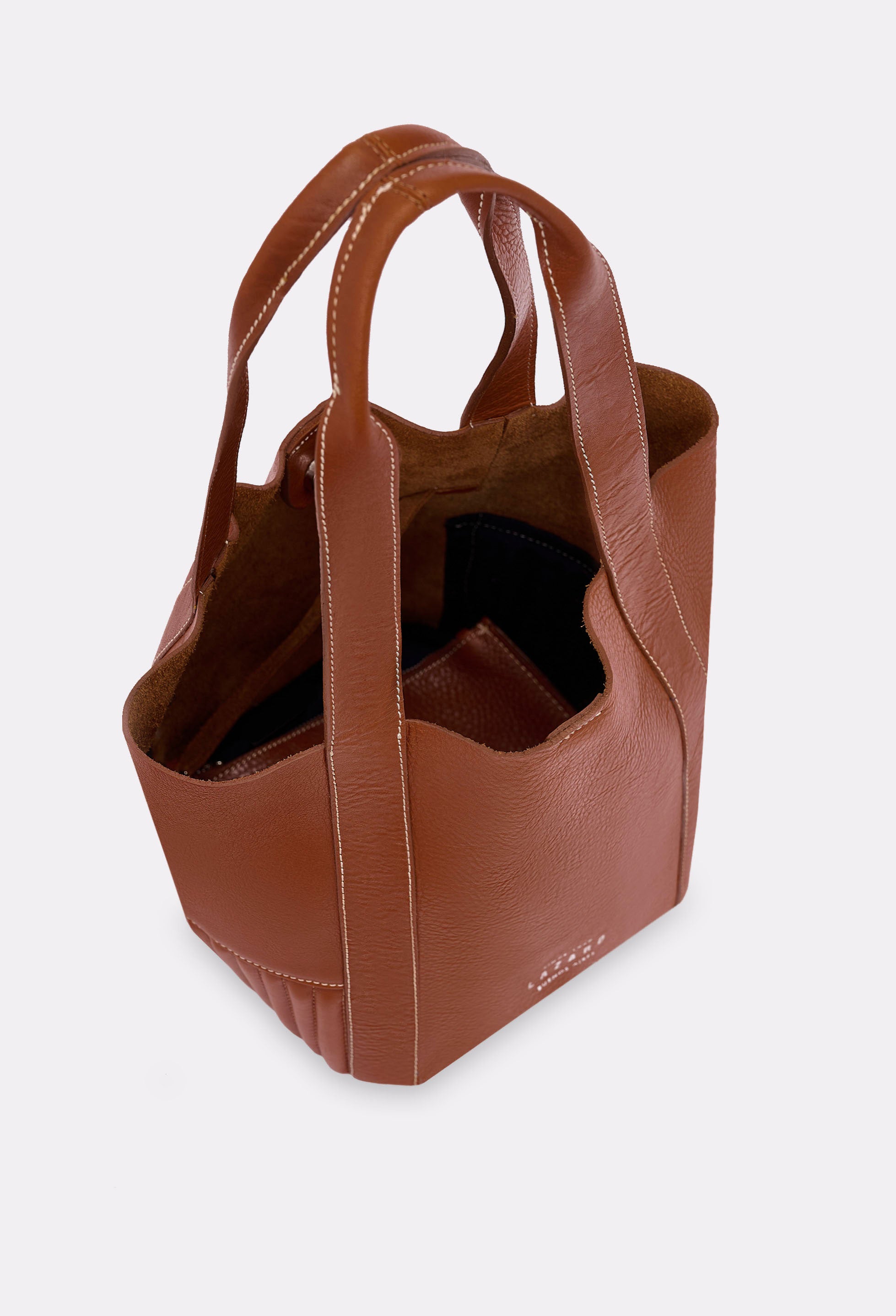 Small Leather Bucket Bag 'Ushuaia' - Tan