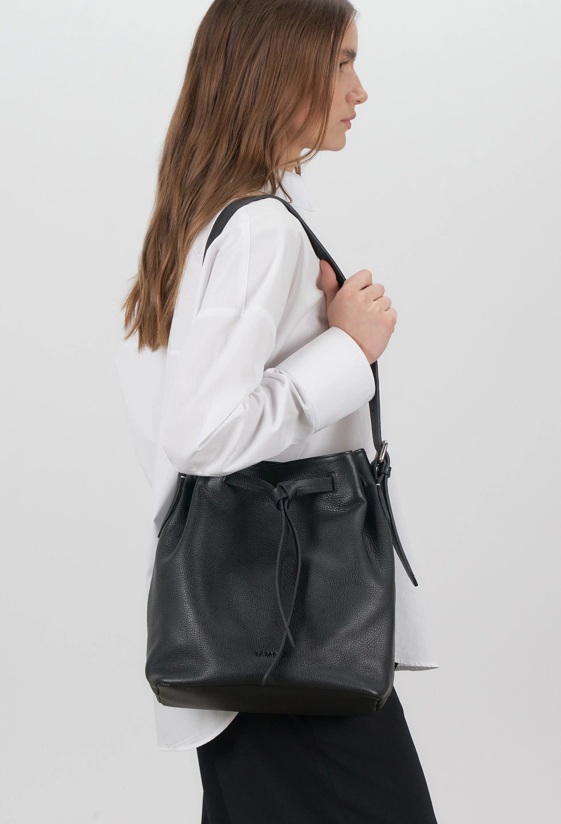 Coya Leather Bucket Bag - Black