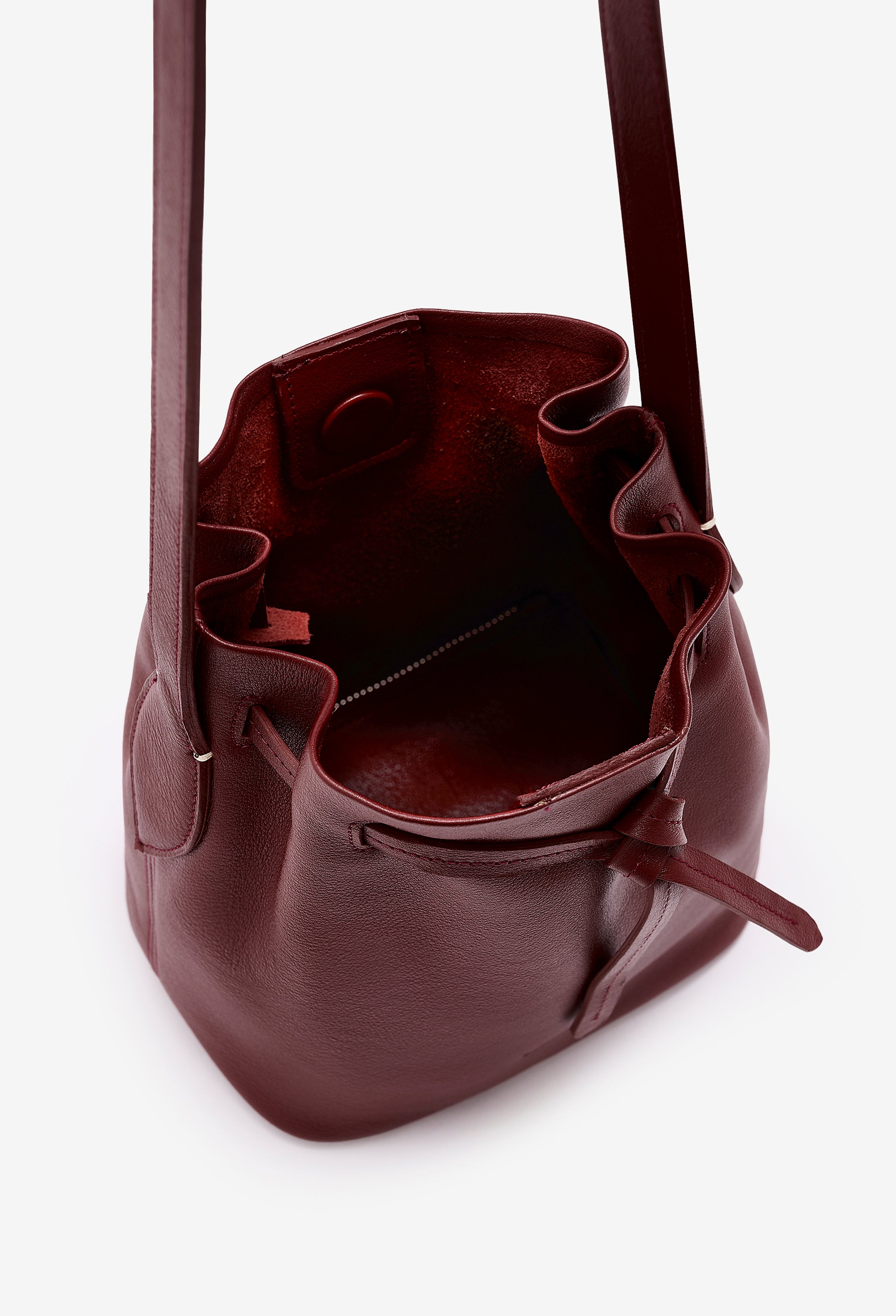 Coya Small Leather Bucket Bag - Burgundy