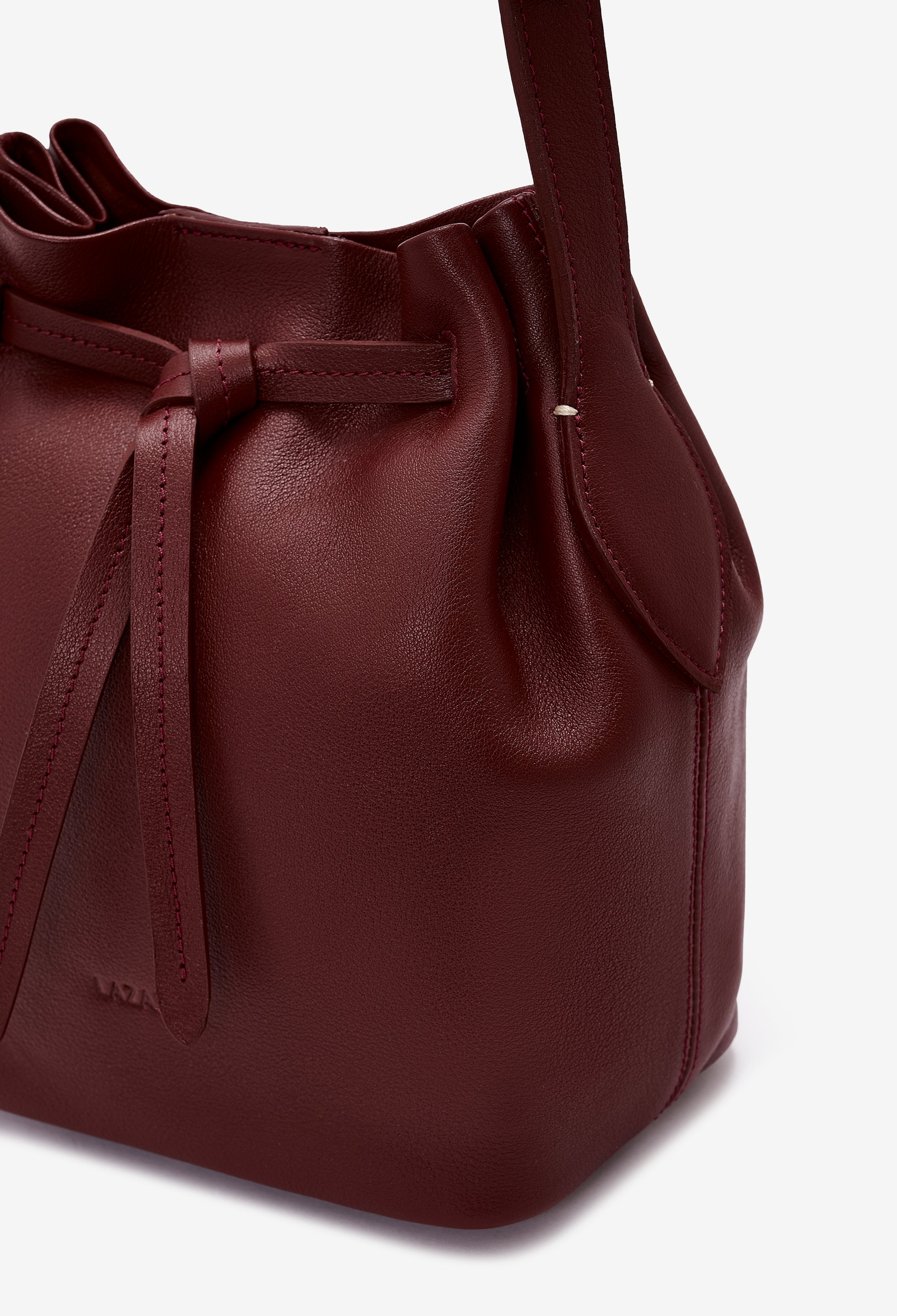 Coya Small Leather Bucket Bag - Burgundy