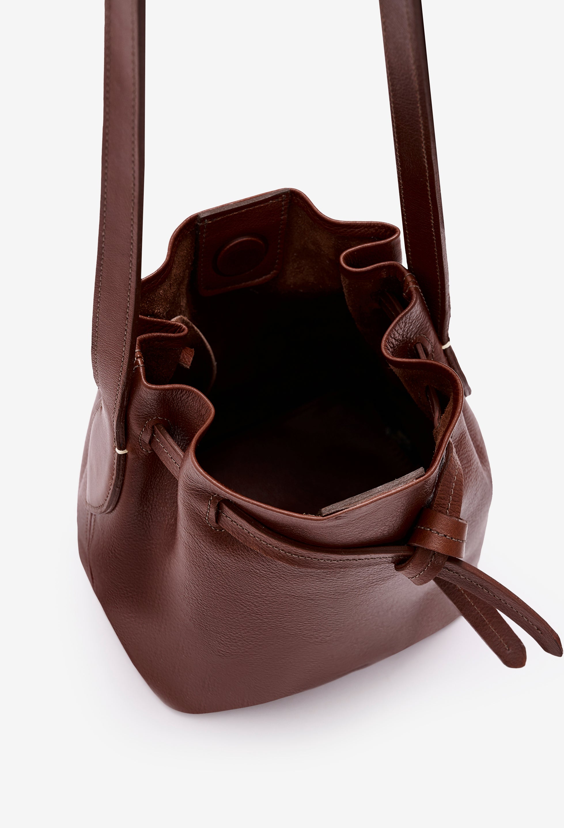 Coya Small Leather Bucket Bag - Brown
