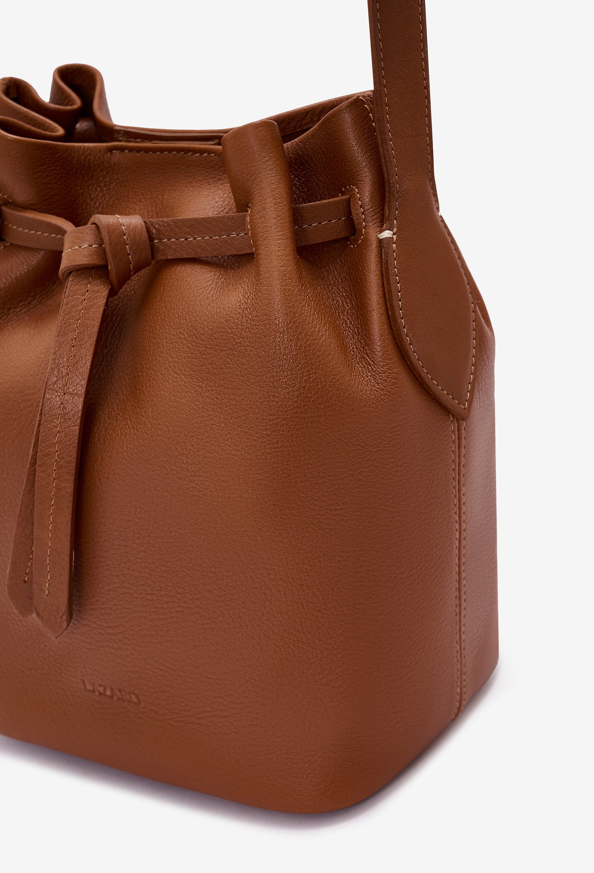 Coya Small Leather Bucket Bag - Cognac