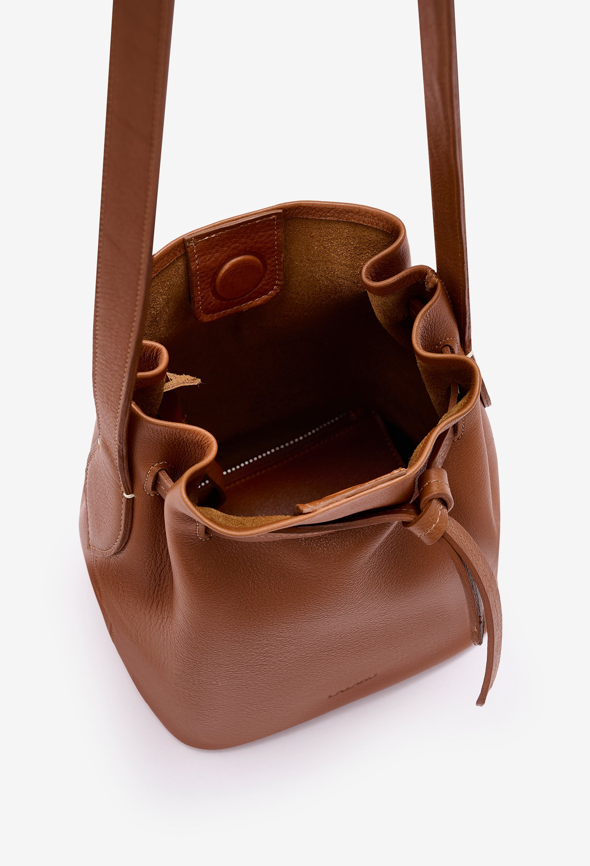 Coya Small Leather Bucket Bag - Cognac