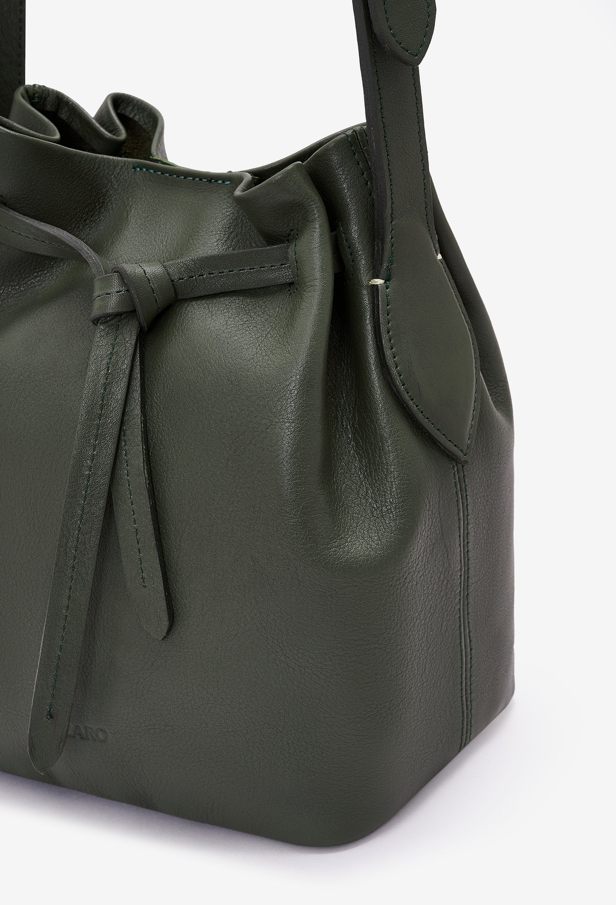 Coya Small Leather Bucket Bag - Olive