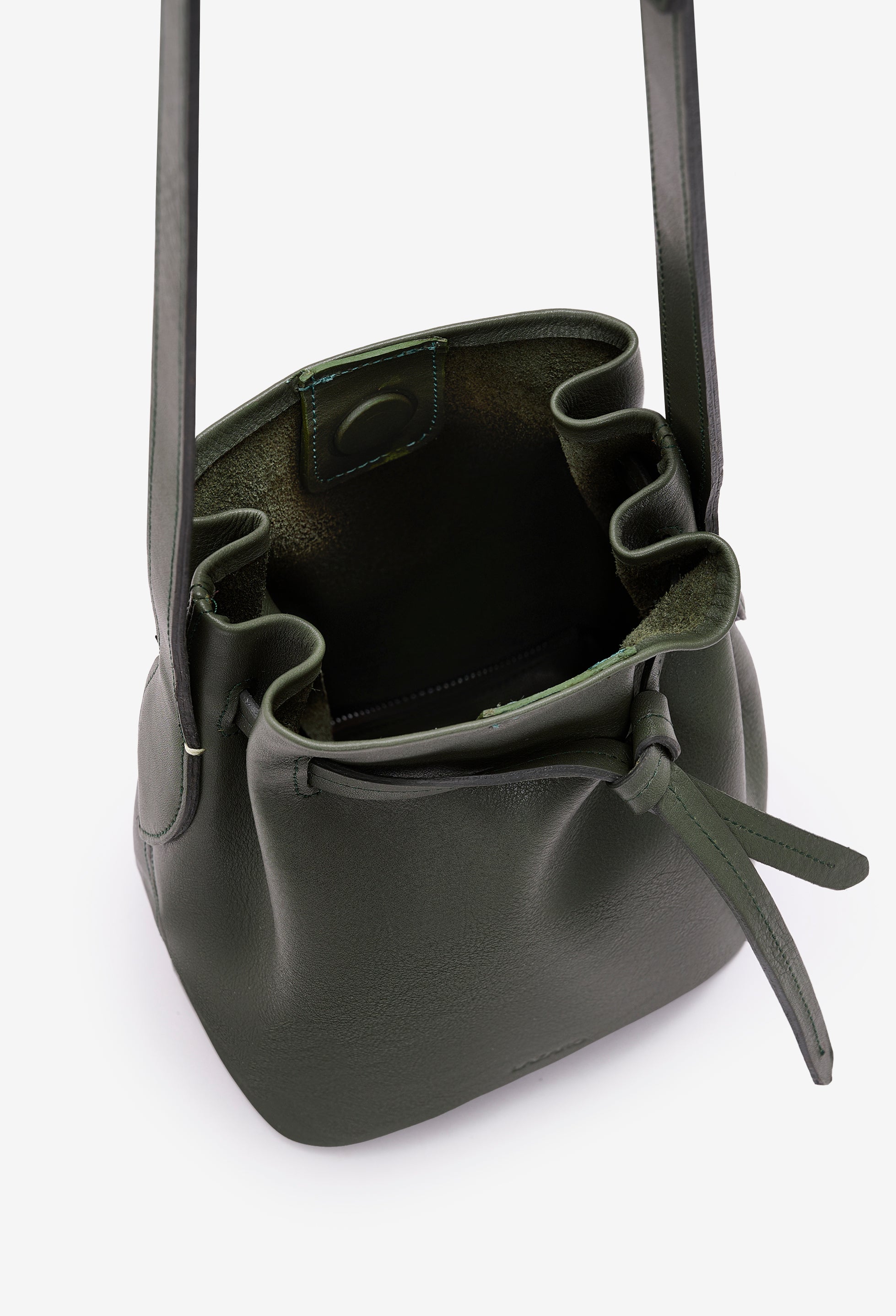 Coya Small Leather Bucket Bag - Olive