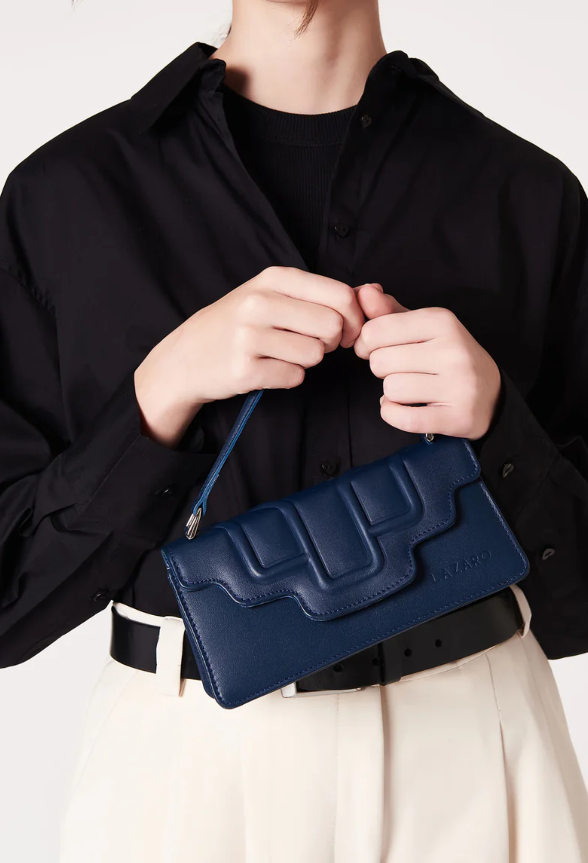 Leather Crossbody Flap Bag 'Hilda' - Blue