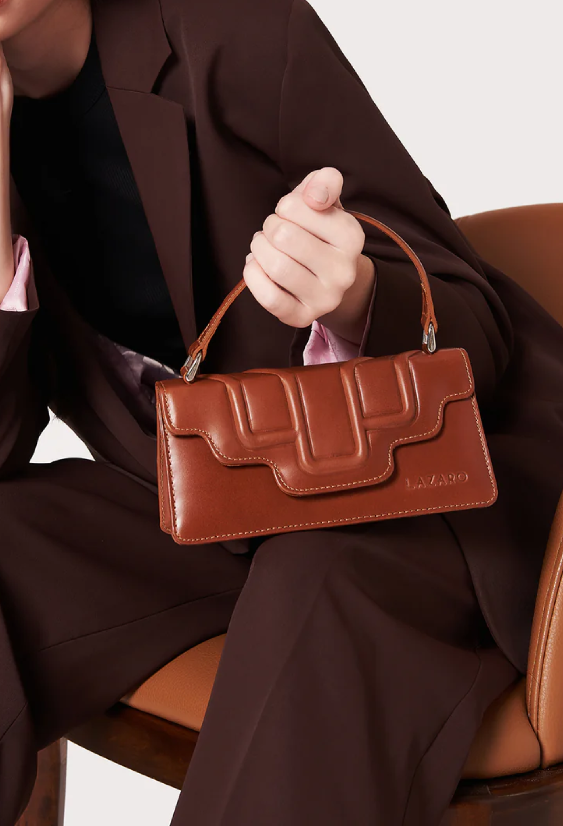 Leather Crossbody Flap Bag 'Hilda' - Tan