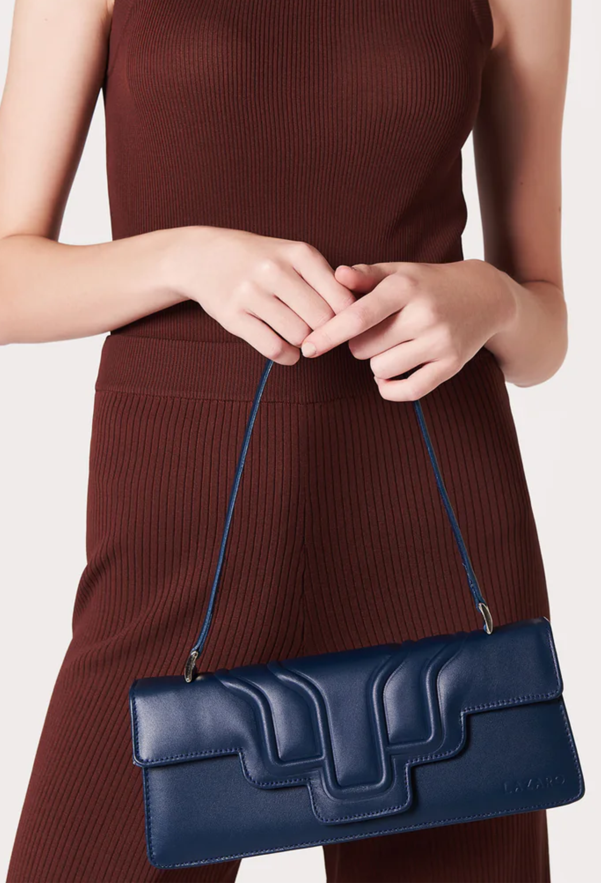 Leather Shoulder Flap Bag 'Hilda' - Blue