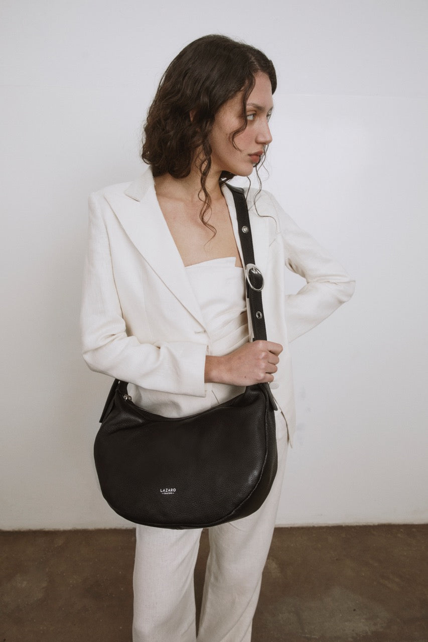 Leather Crossbody Bag 'Himalaya' - Black