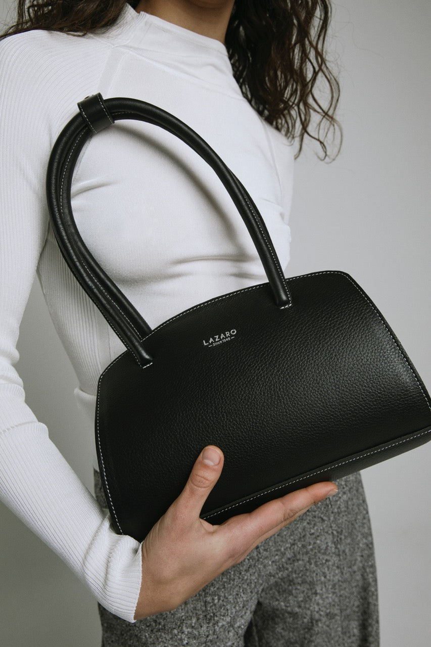 Leather Shoulder Bag 'Margot' - Black