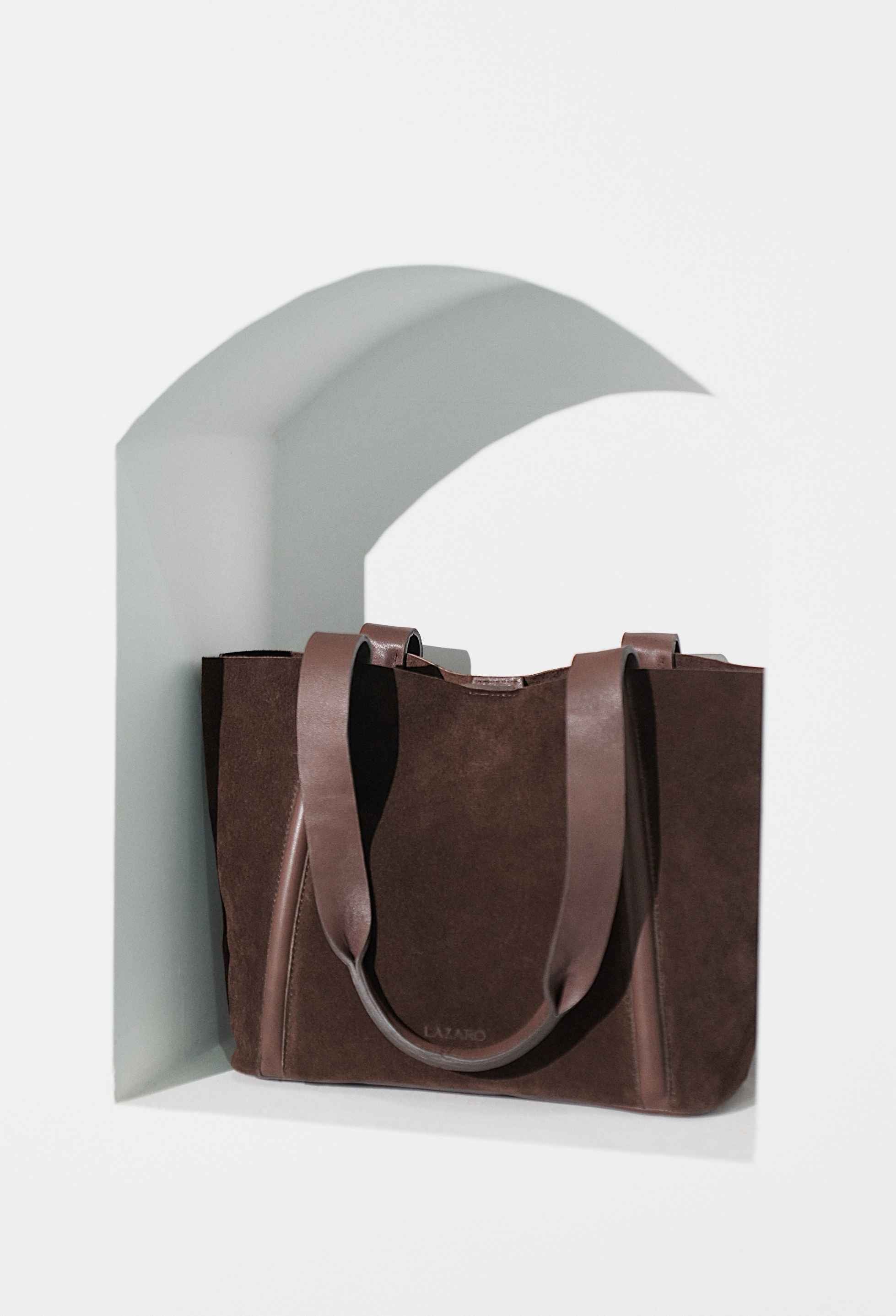 Sami Leather Tote Bag - Brown Suede