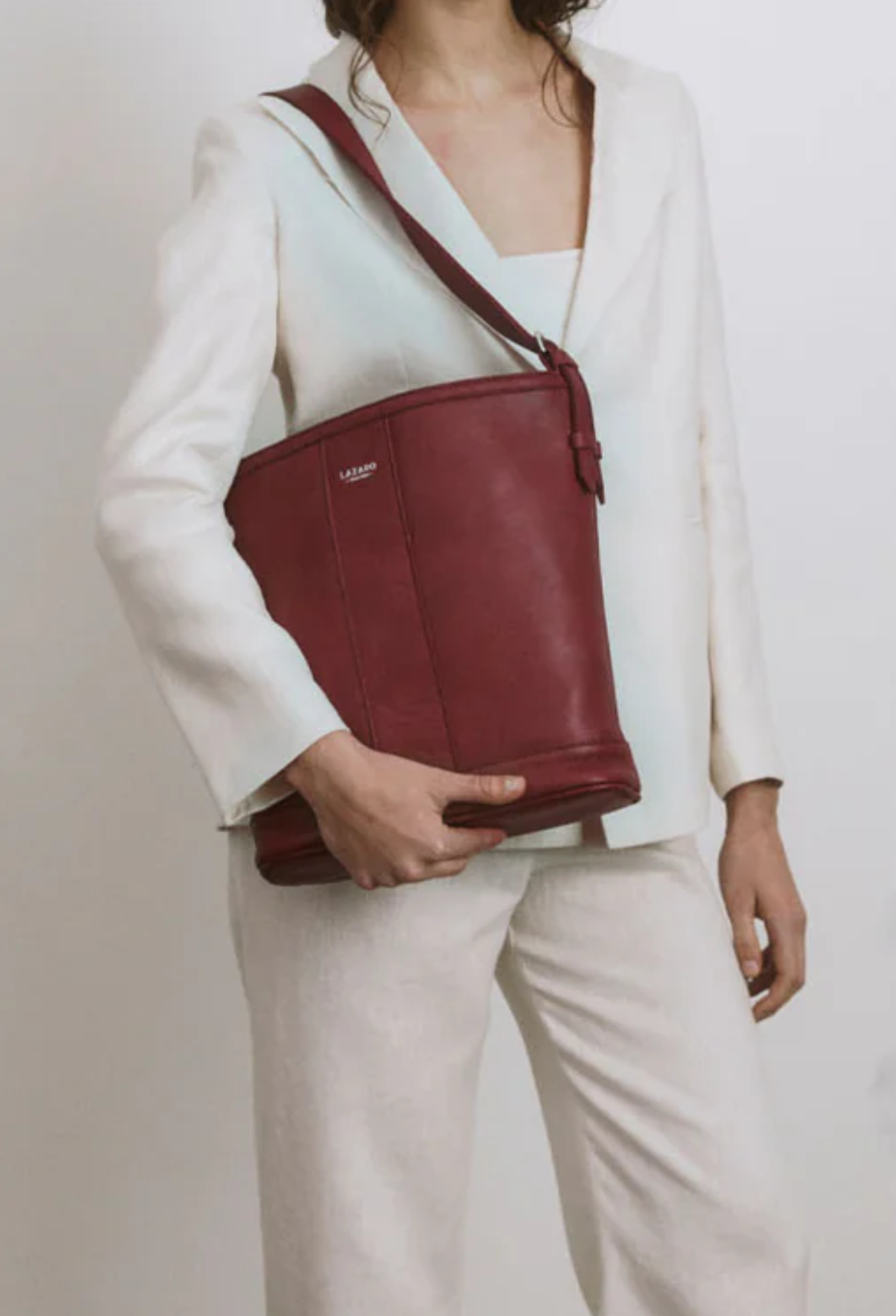 Leather Tote Bag 'Montana' - Burgundy