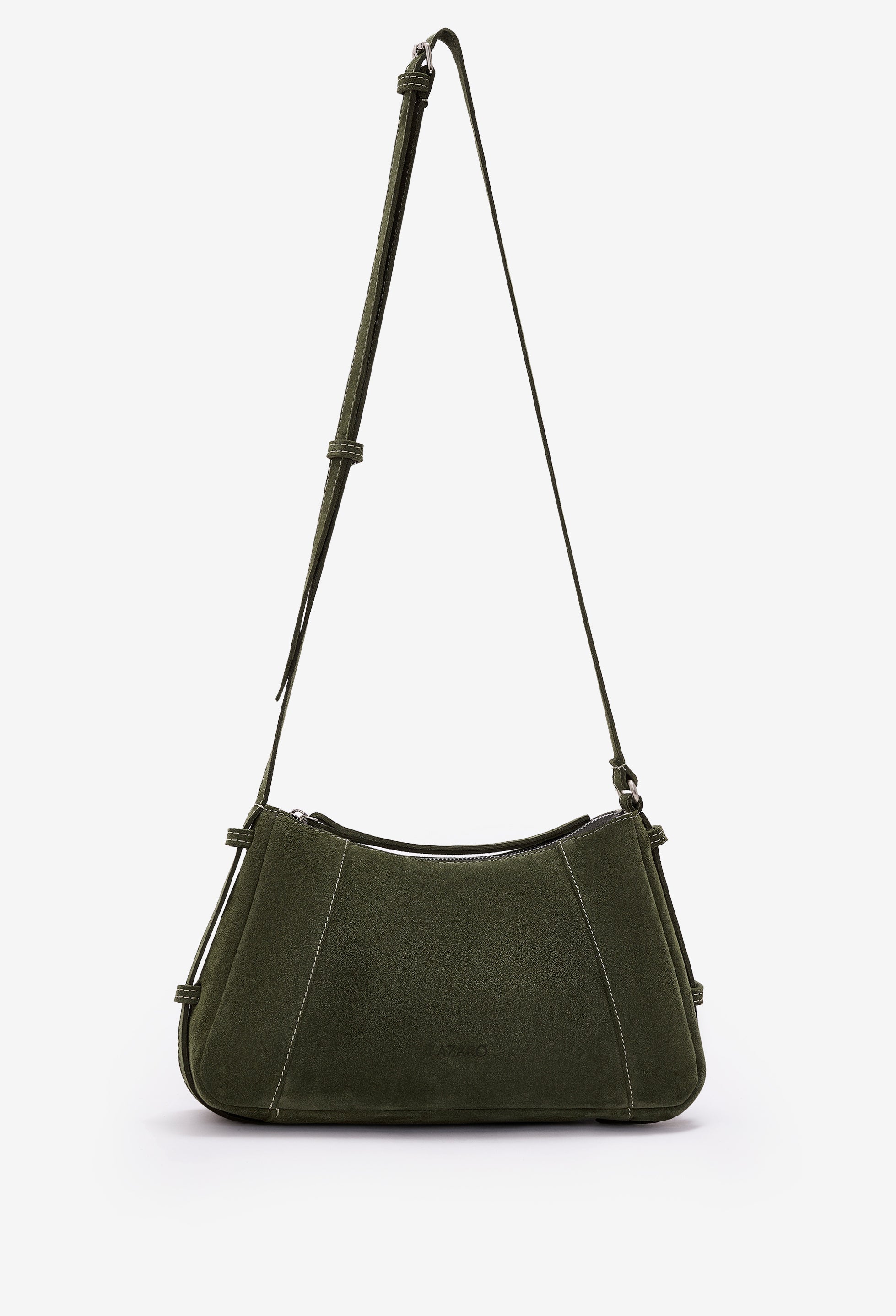 Nina Baguette Bag - Sage Suede