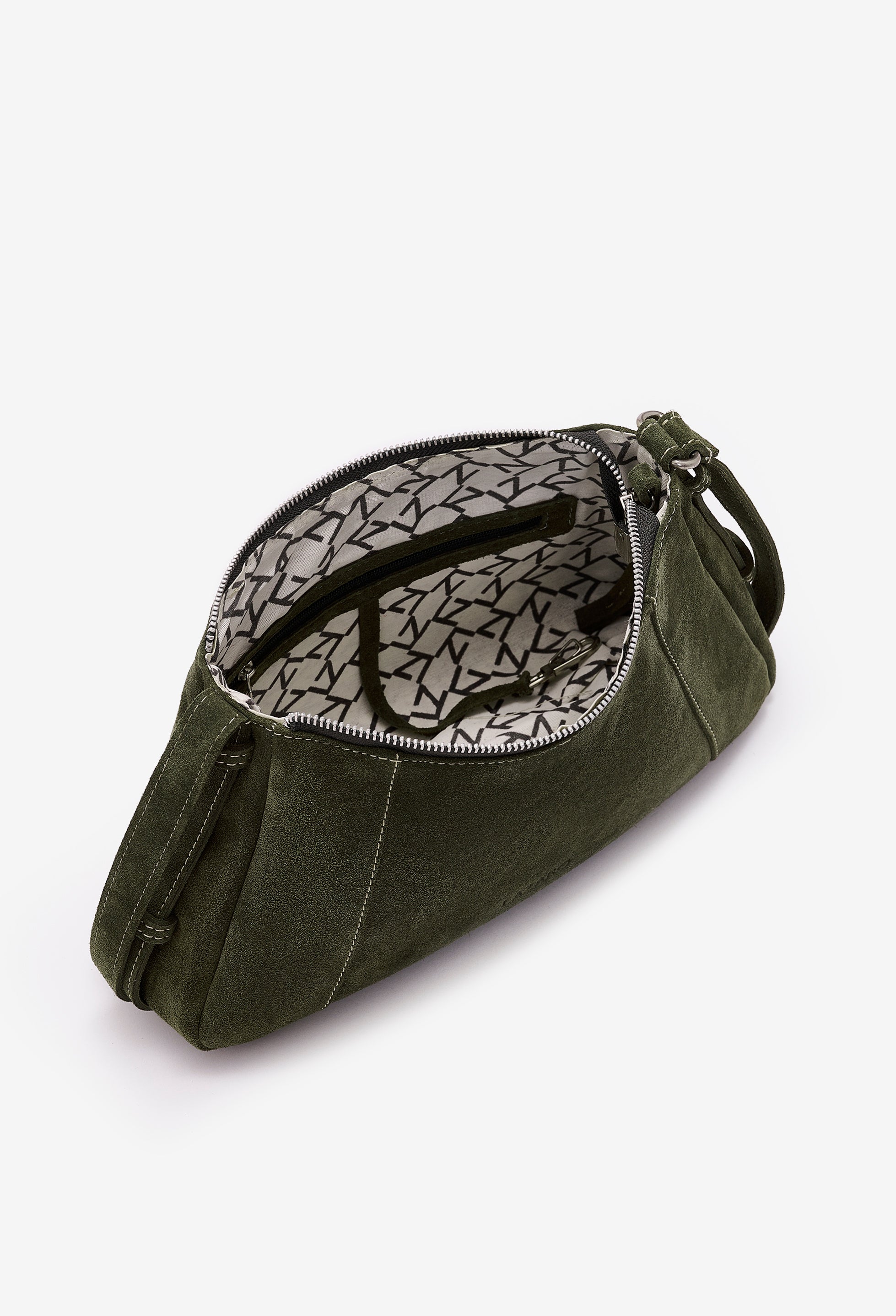 Nina Baguette Bag - Sage Suede