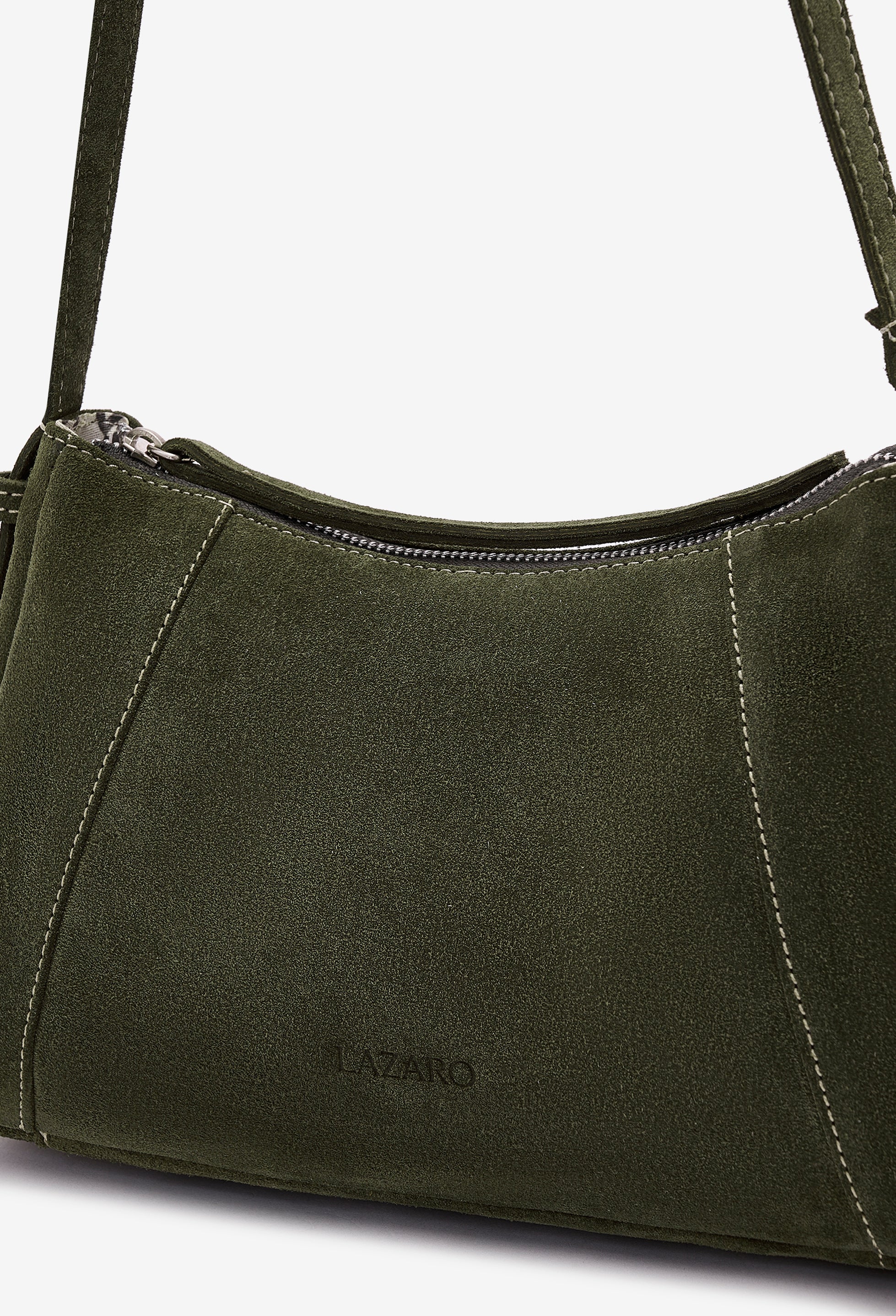 Nina Baguette Bag - Sage Suede