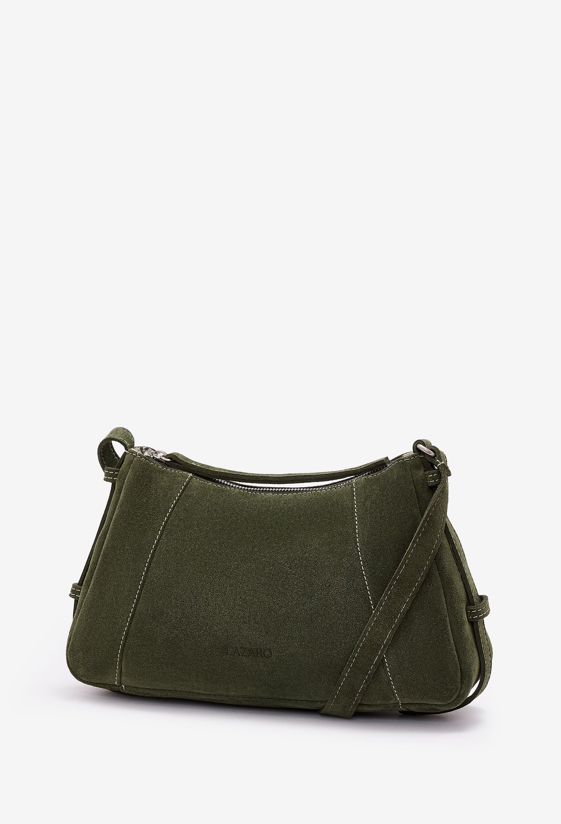 Nina Baguette Bag - Sage Suede
