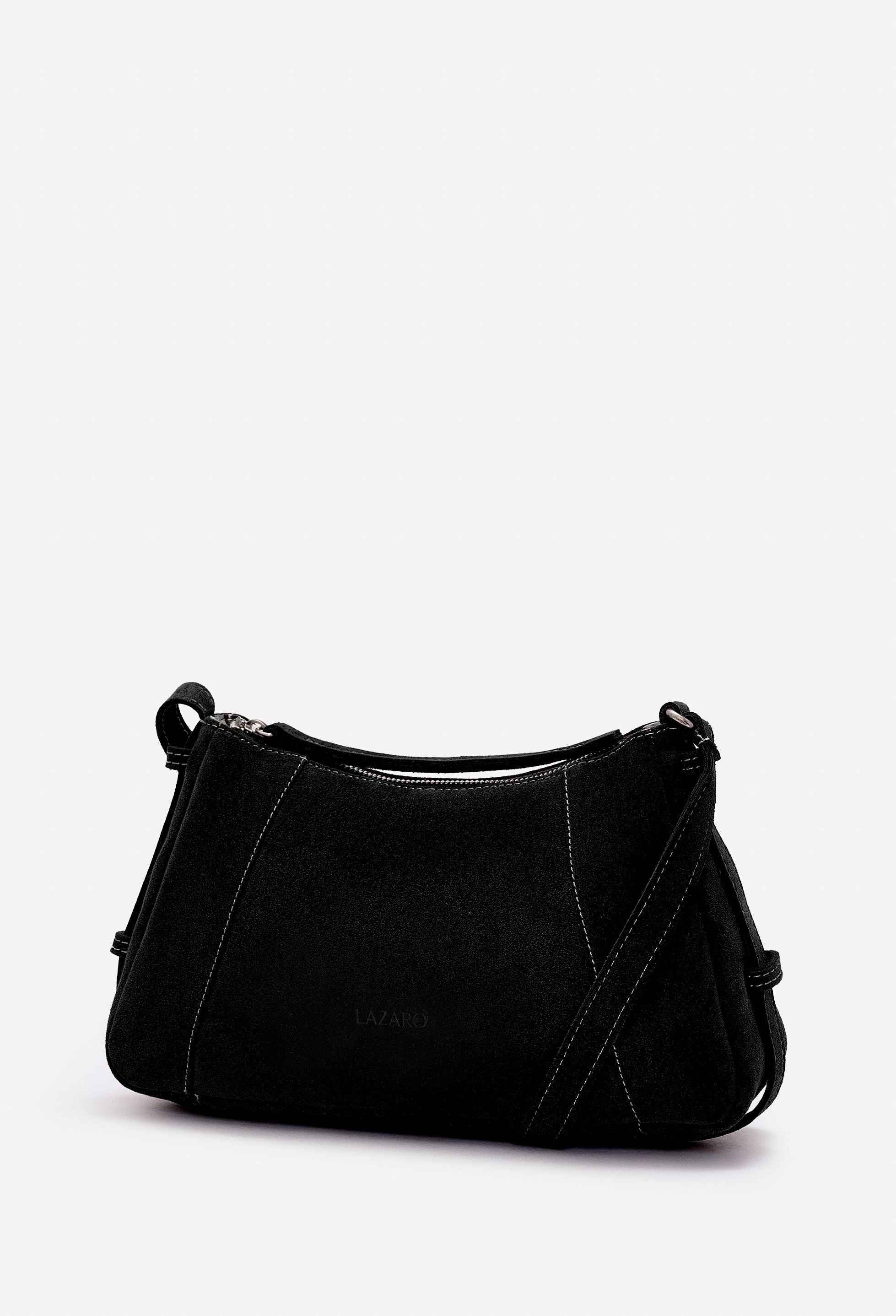 Nina Baguette Bag - Black Suede
