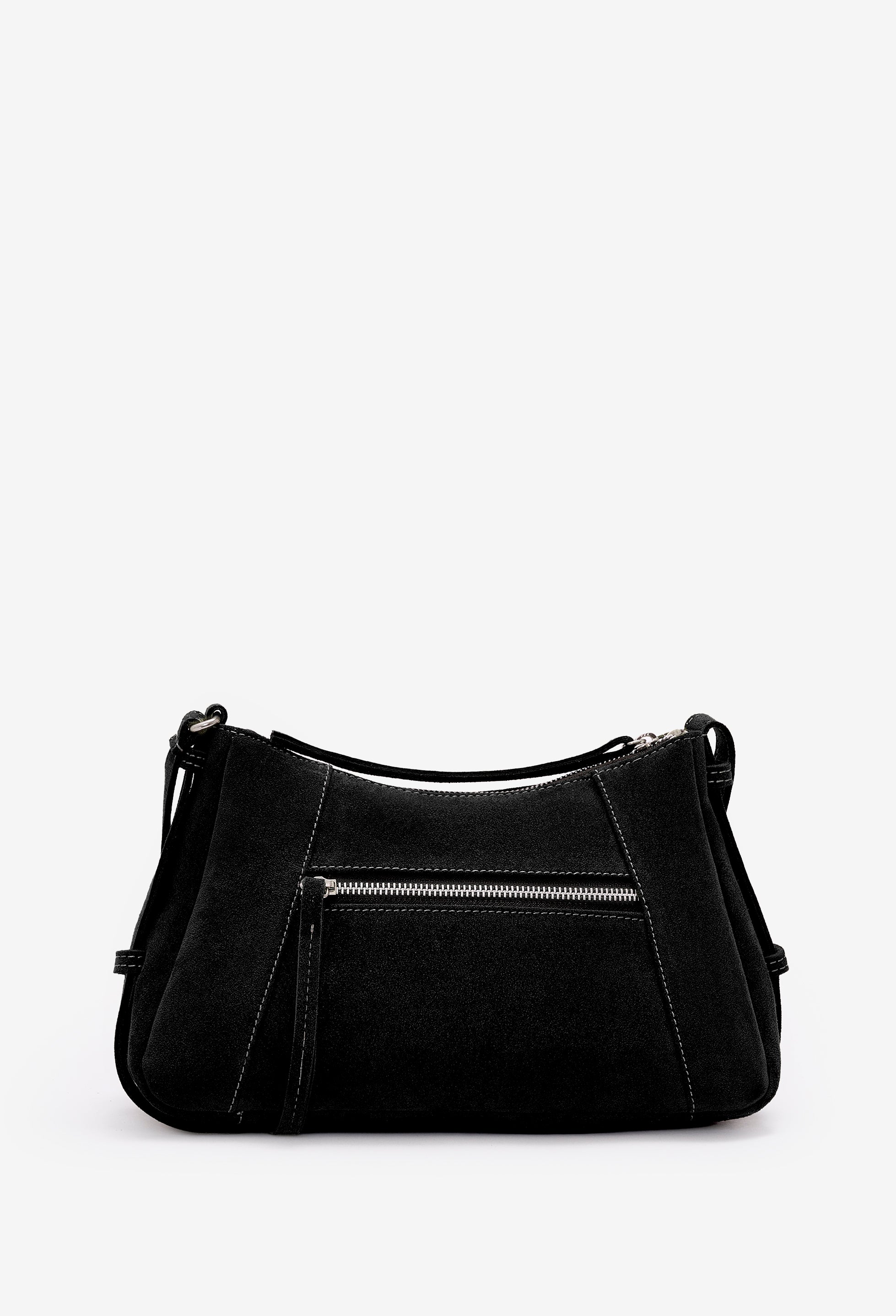 Nina Baguette Bag - Black Suede