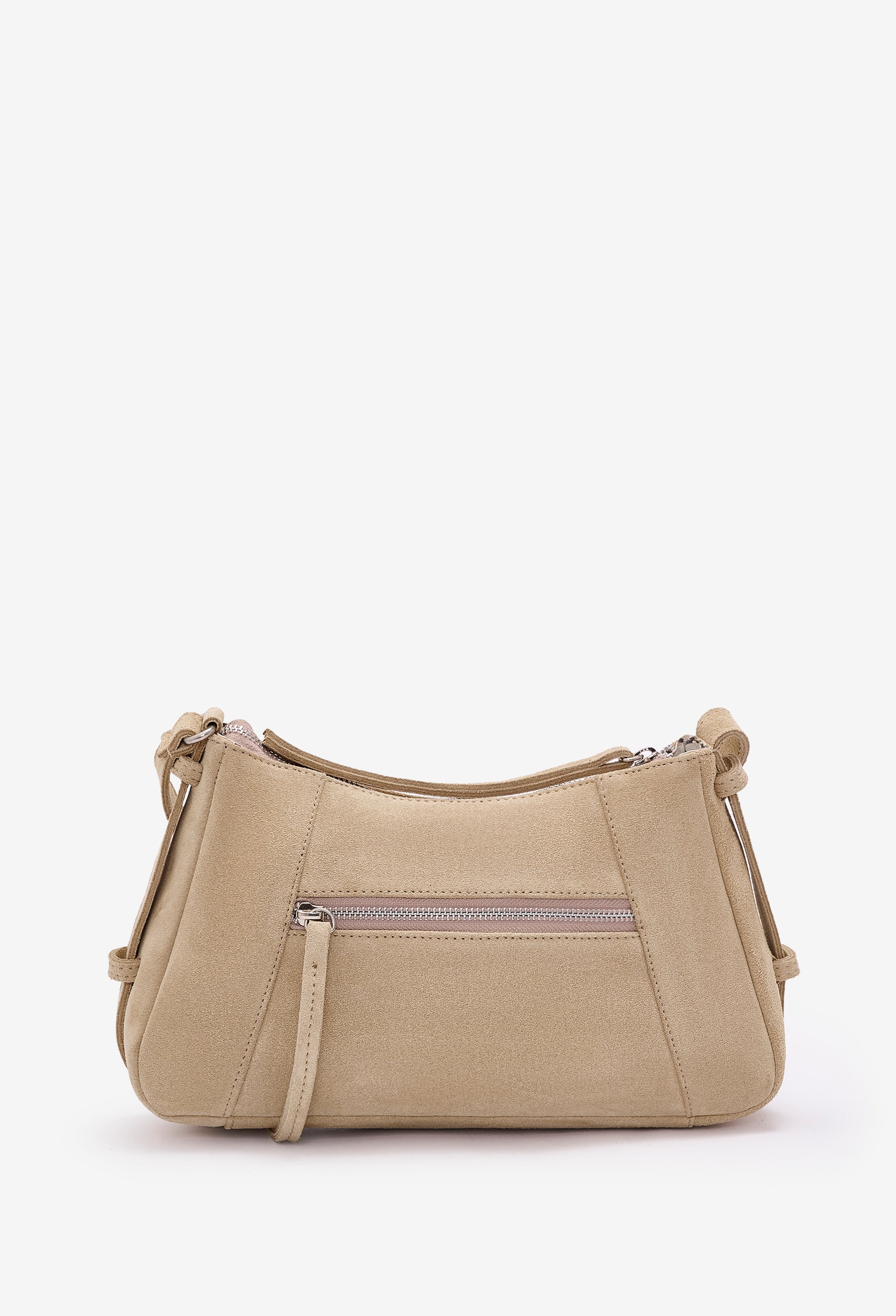 Latte handbag with a strap on a white background