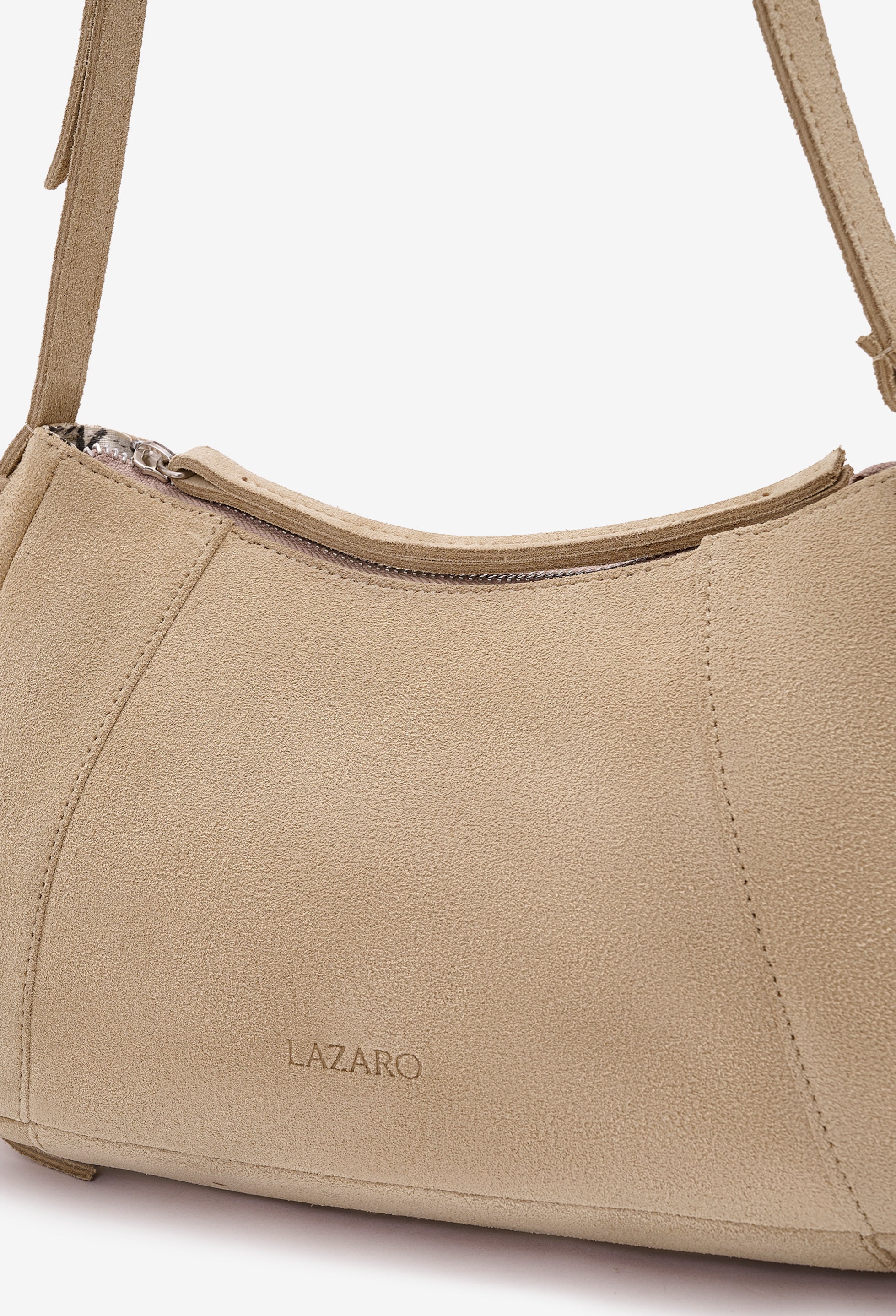 Nina Baguette Bag - Latte Suede