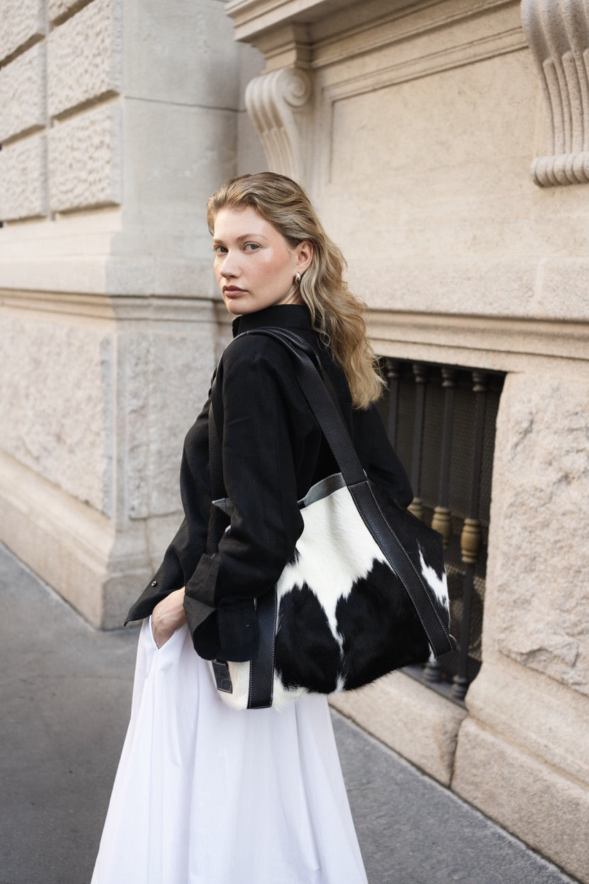 Large Cowhide Tote Bag 'Pampa' - Black