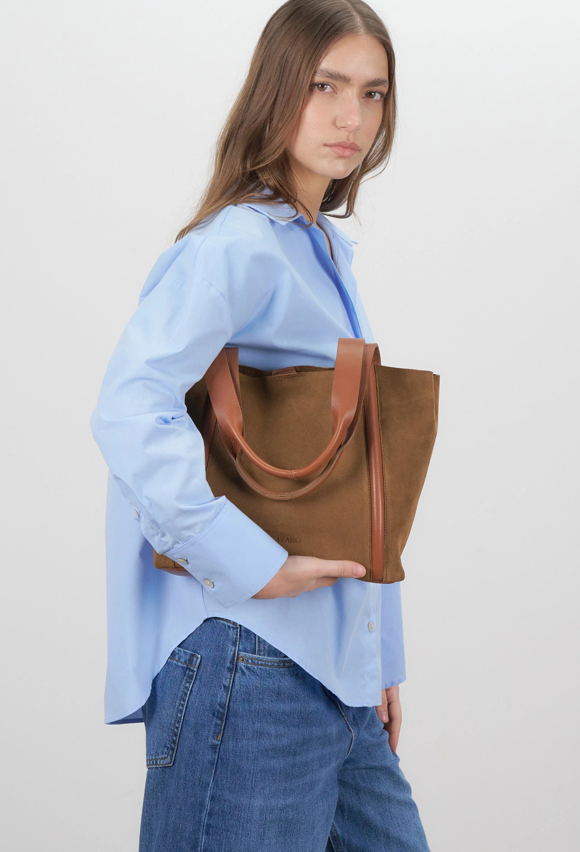 Sami Leather Tote Bag - Tan Suede