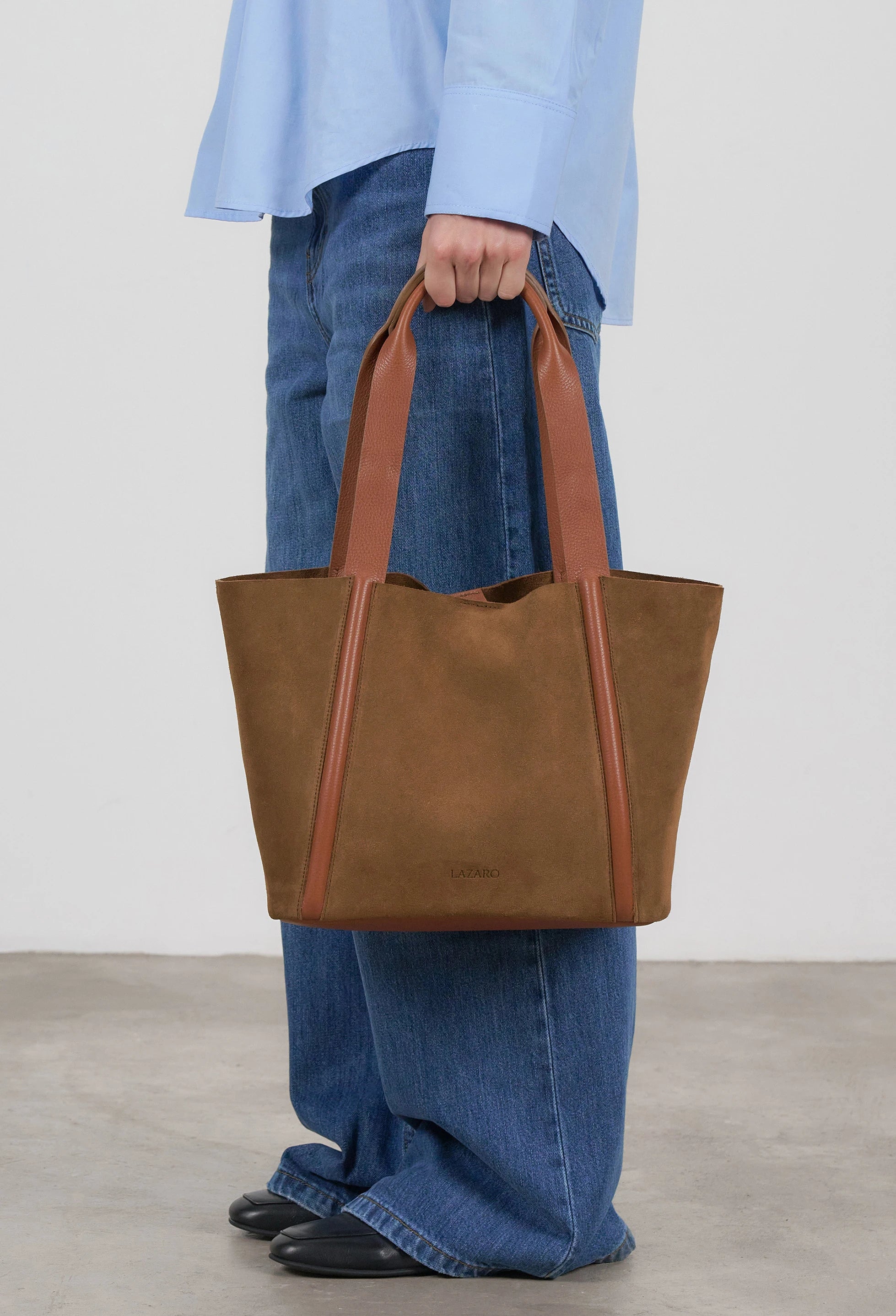 Sami Leather Tote Bag - Tan Suede