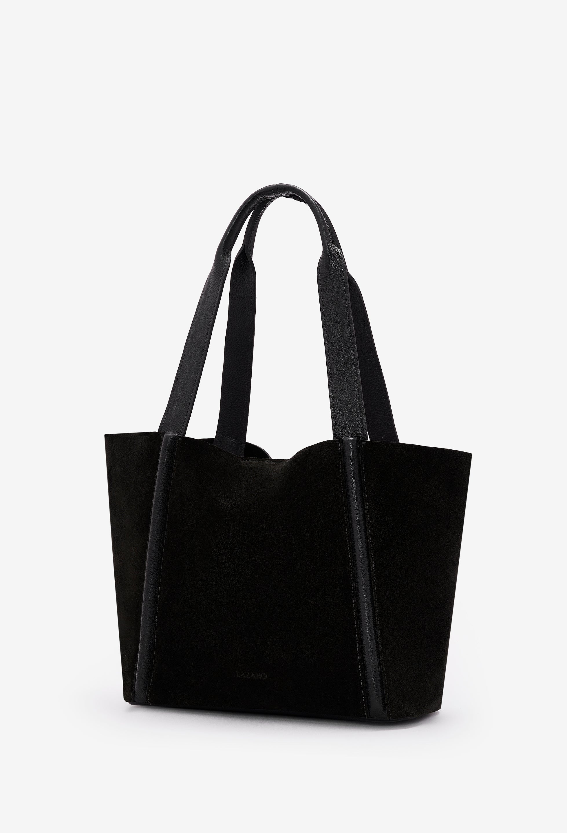 Sami Leather Tote Bag - Black Suede