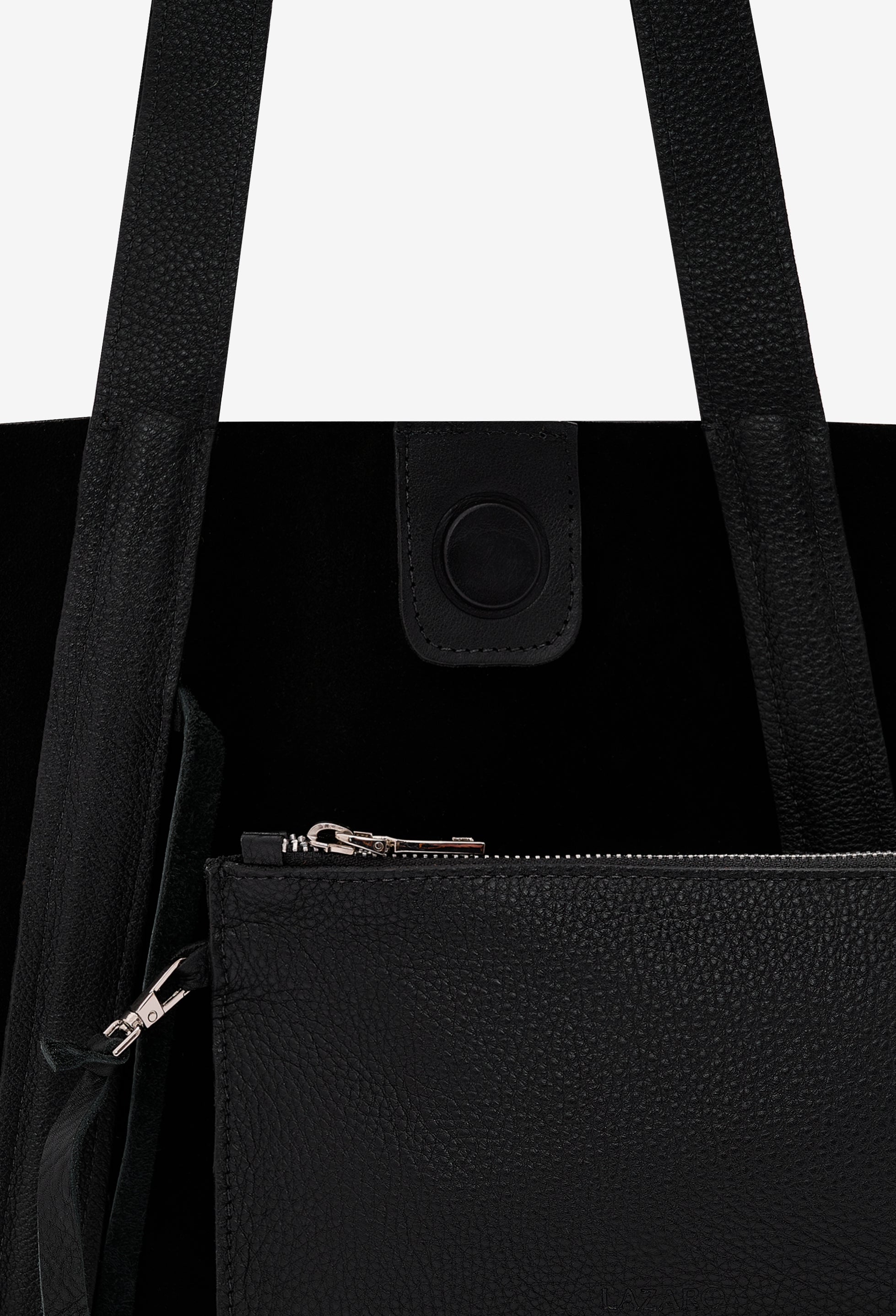 Sami Leather Tote Bag - Black Suede