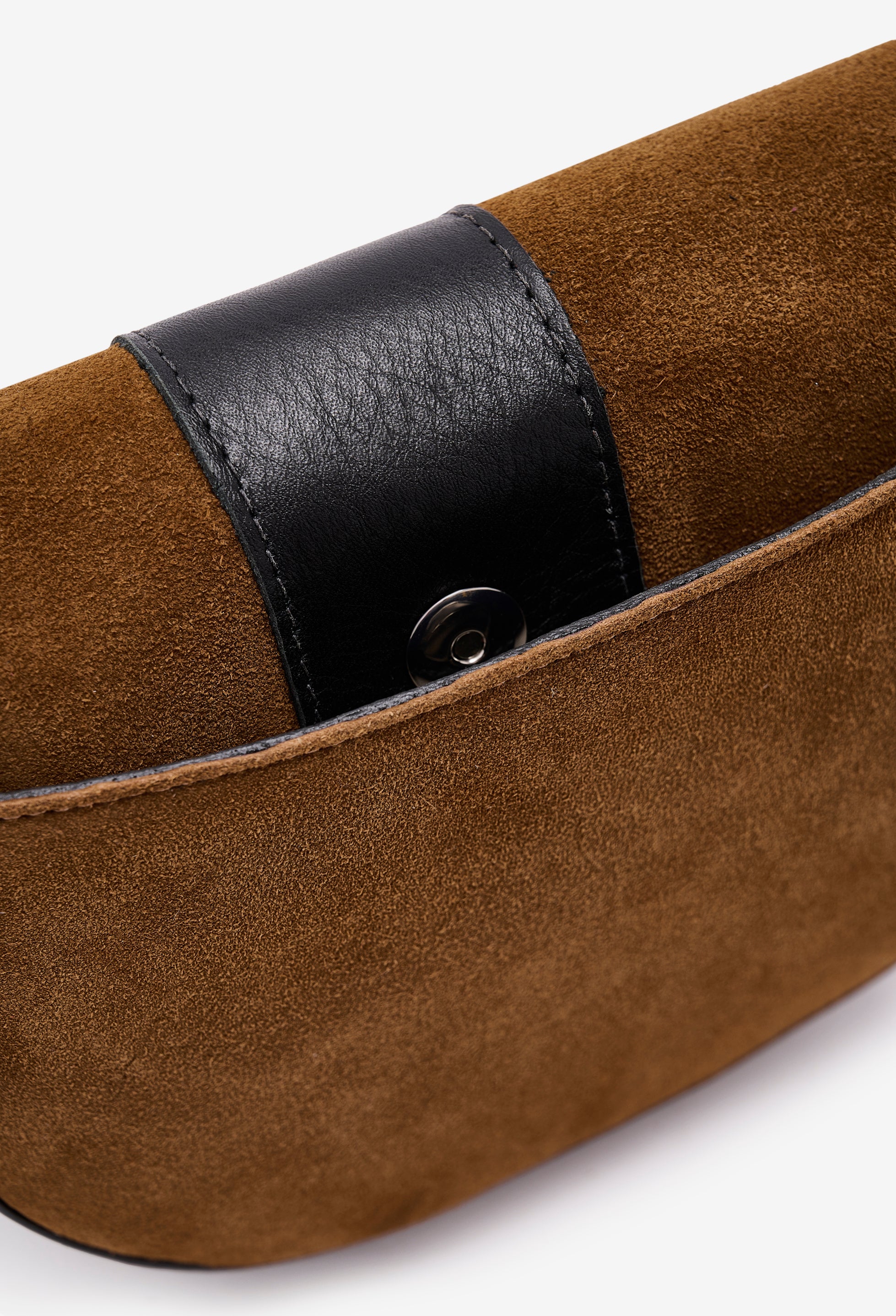 Sisa Leather Saddle Bag - Tan Suede