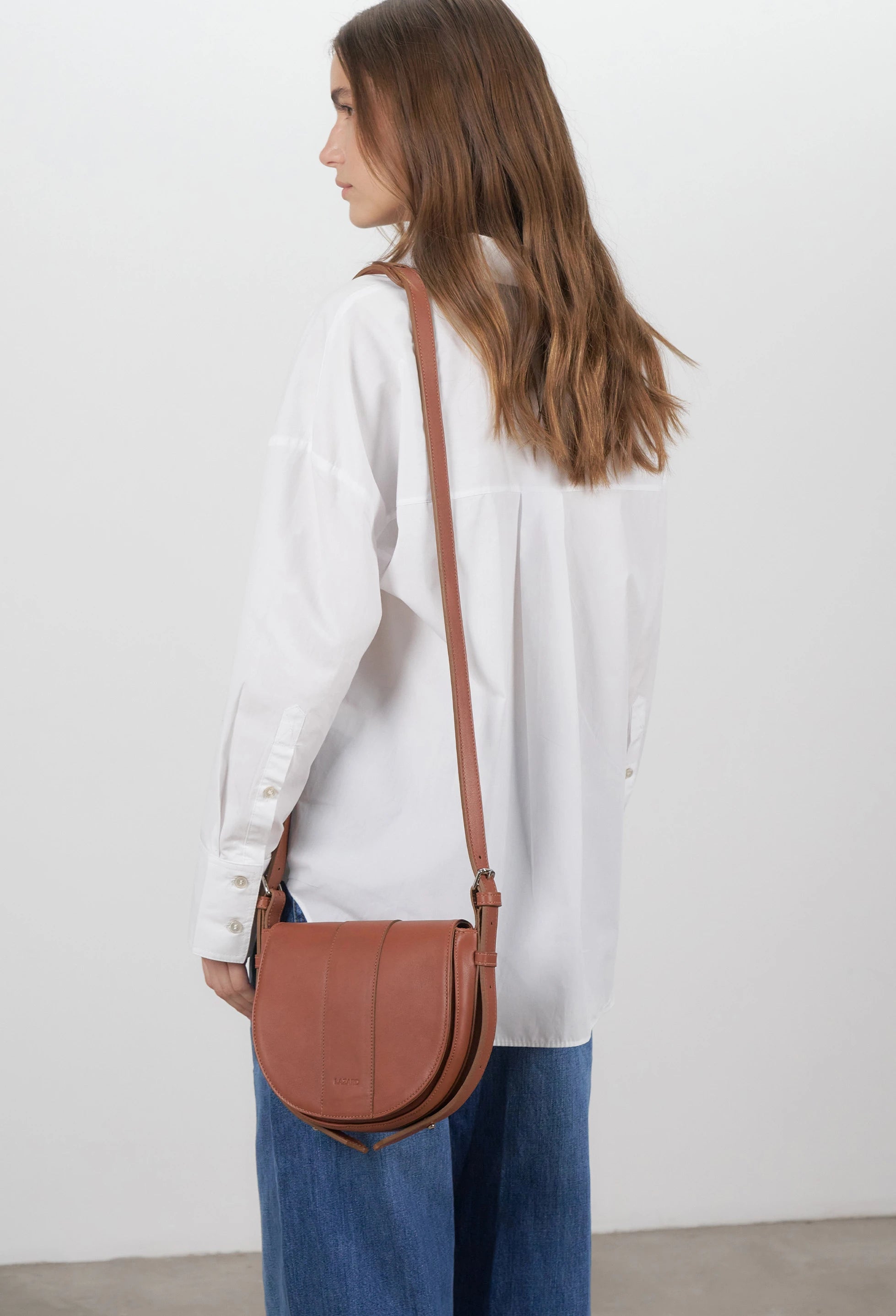 Sisa Leather Saddle Bag - Cognac