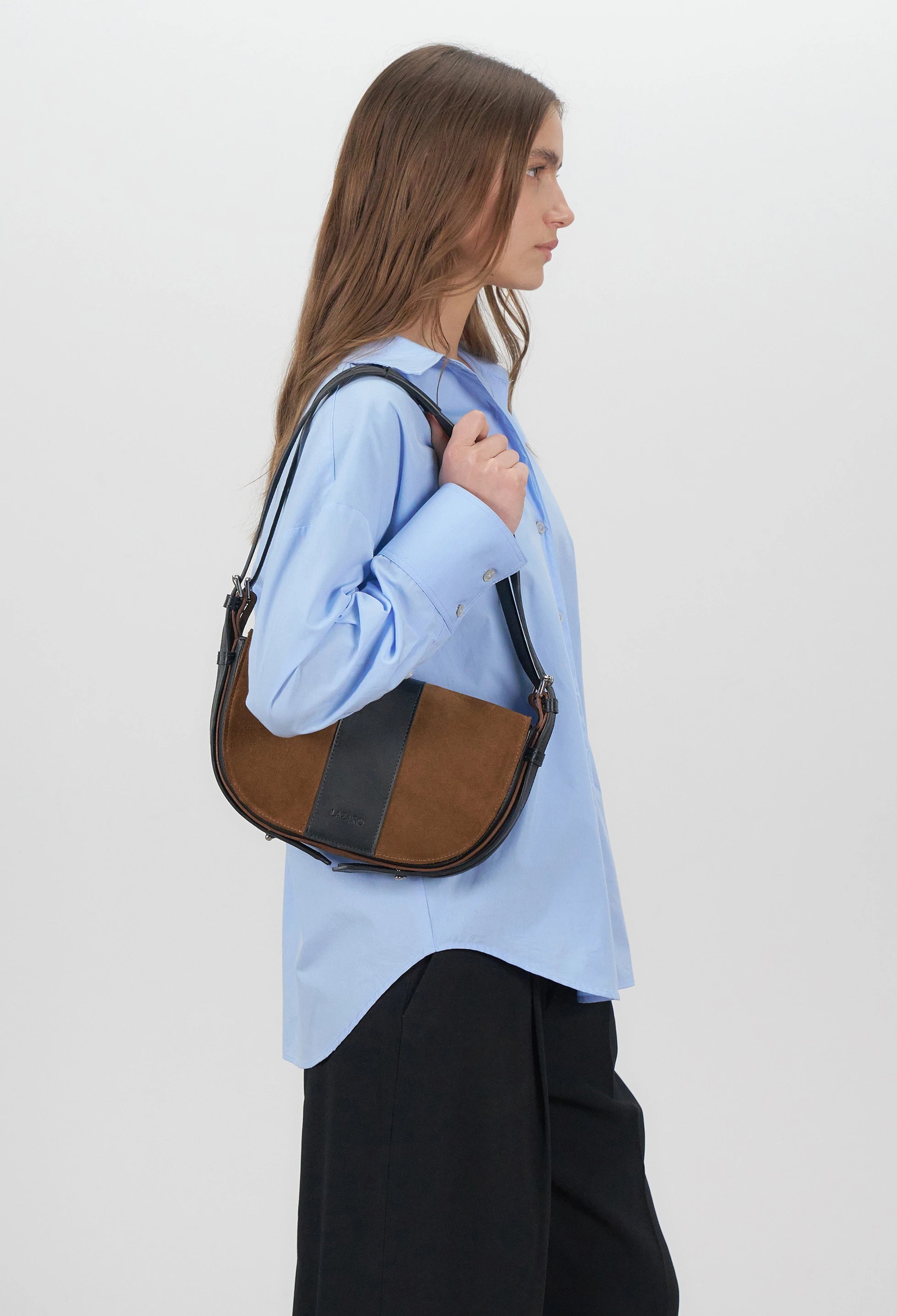 Sisa Leather Shoulder Bag - Tan Suede