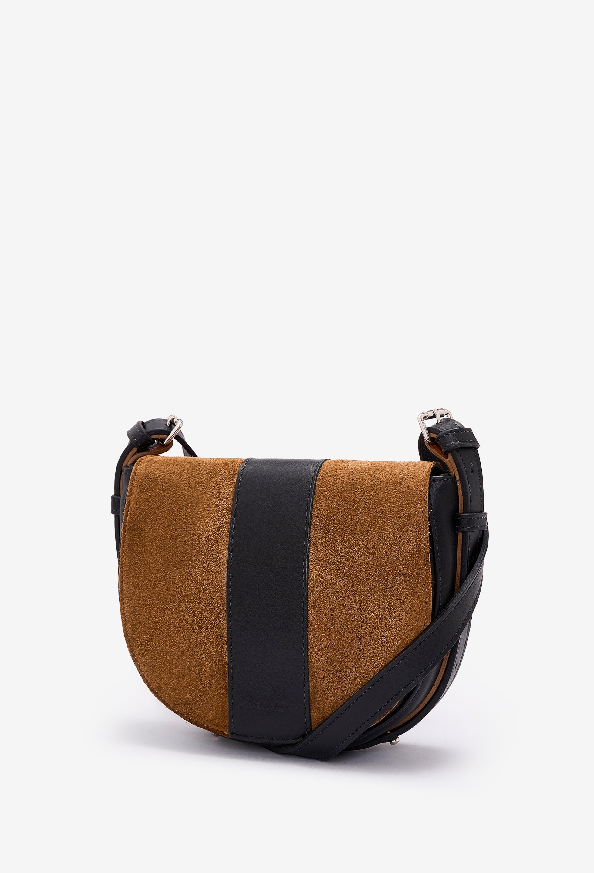 Sisa Leather Saddle Bag - Tan Suede