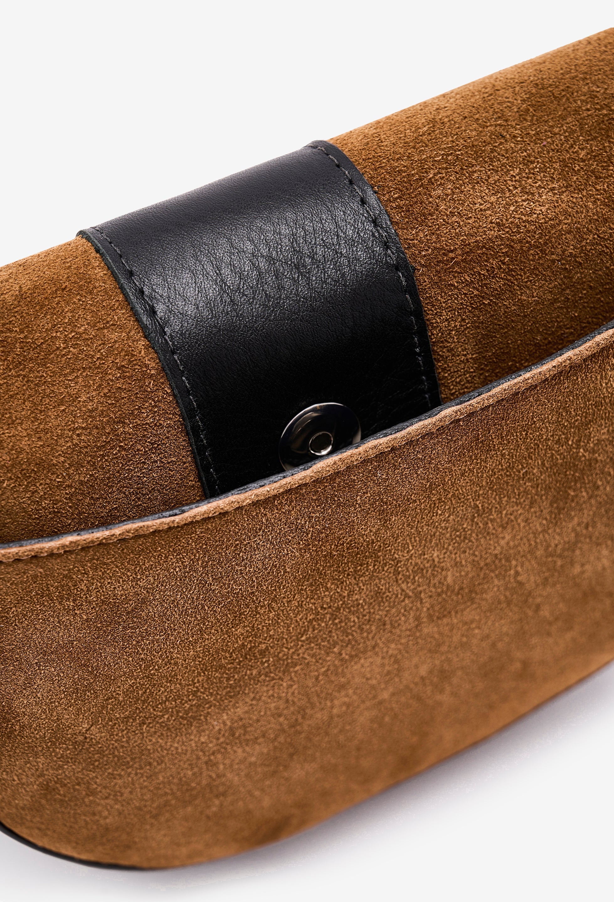 Sisa Leather Saddle Bag - Tan Suede