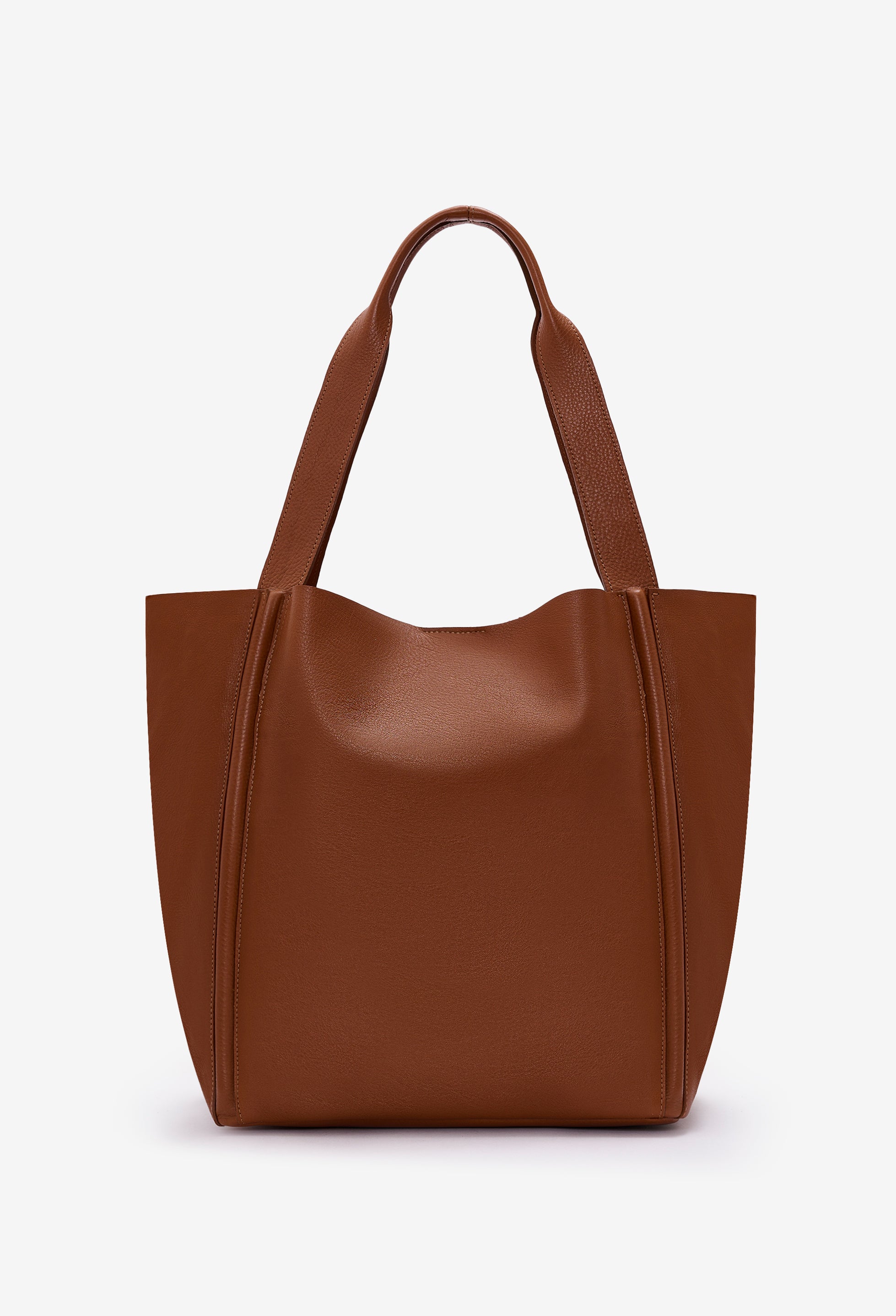 Tala Large Leather Tote Bag - Cognac