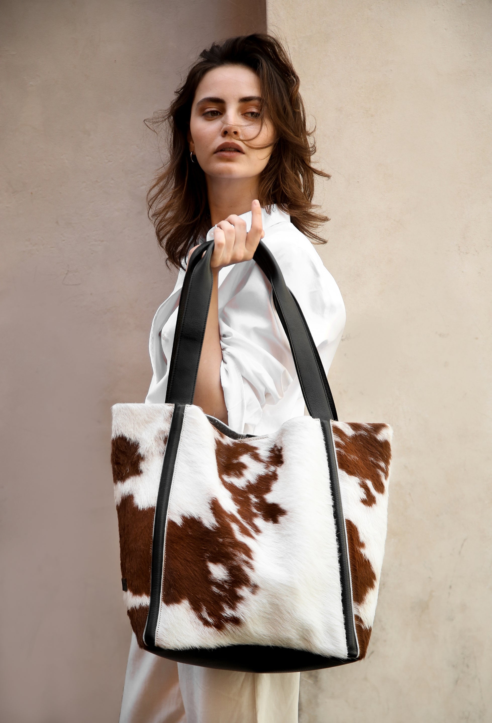 Tala Large Leather Tote Bag - Tan Cowhide