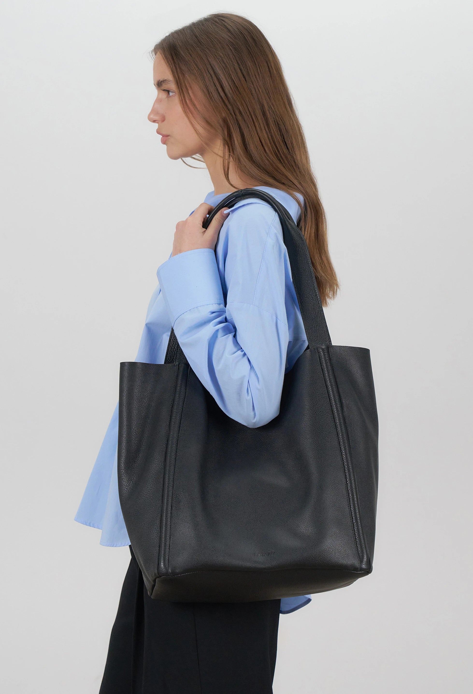 Tala Large Leather Tote Bag - Black