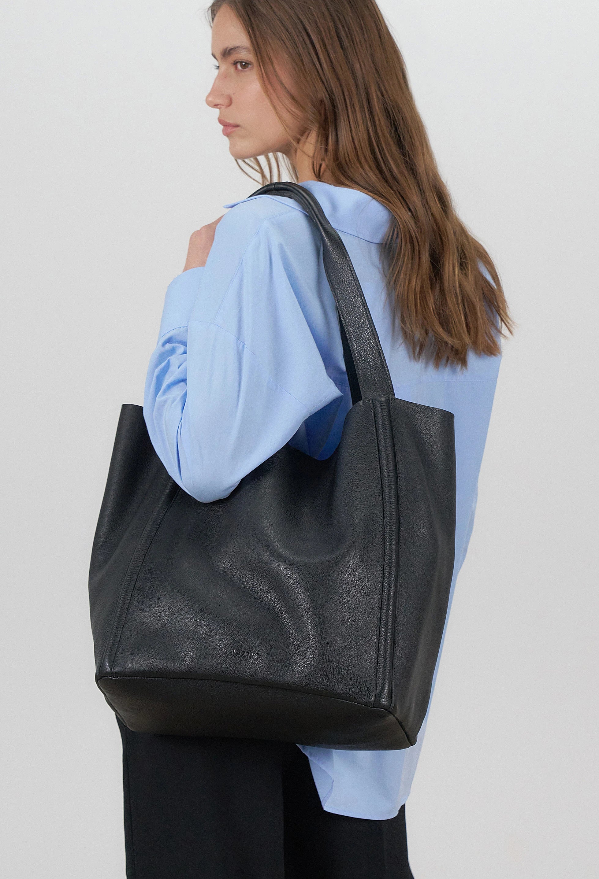 Tala Large Leather Tote Bag - Black