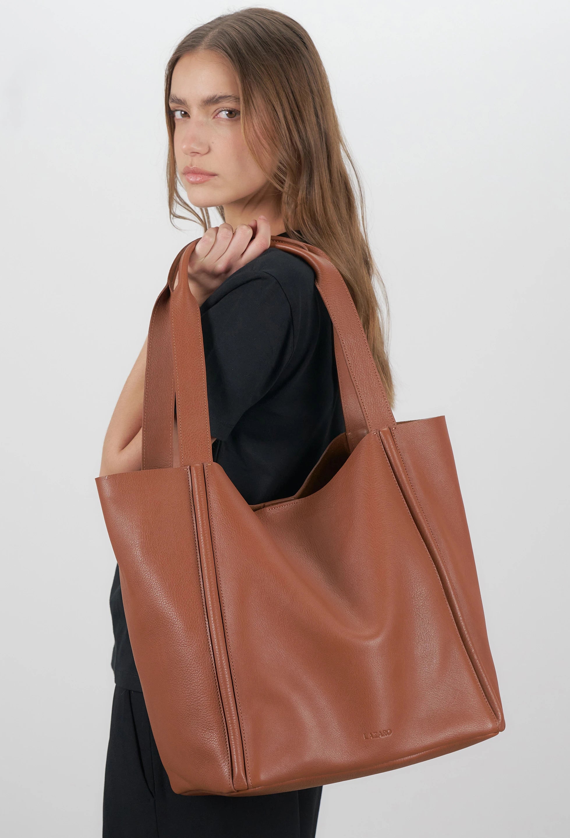Tala Large Leather Tote Bag - Cognac
