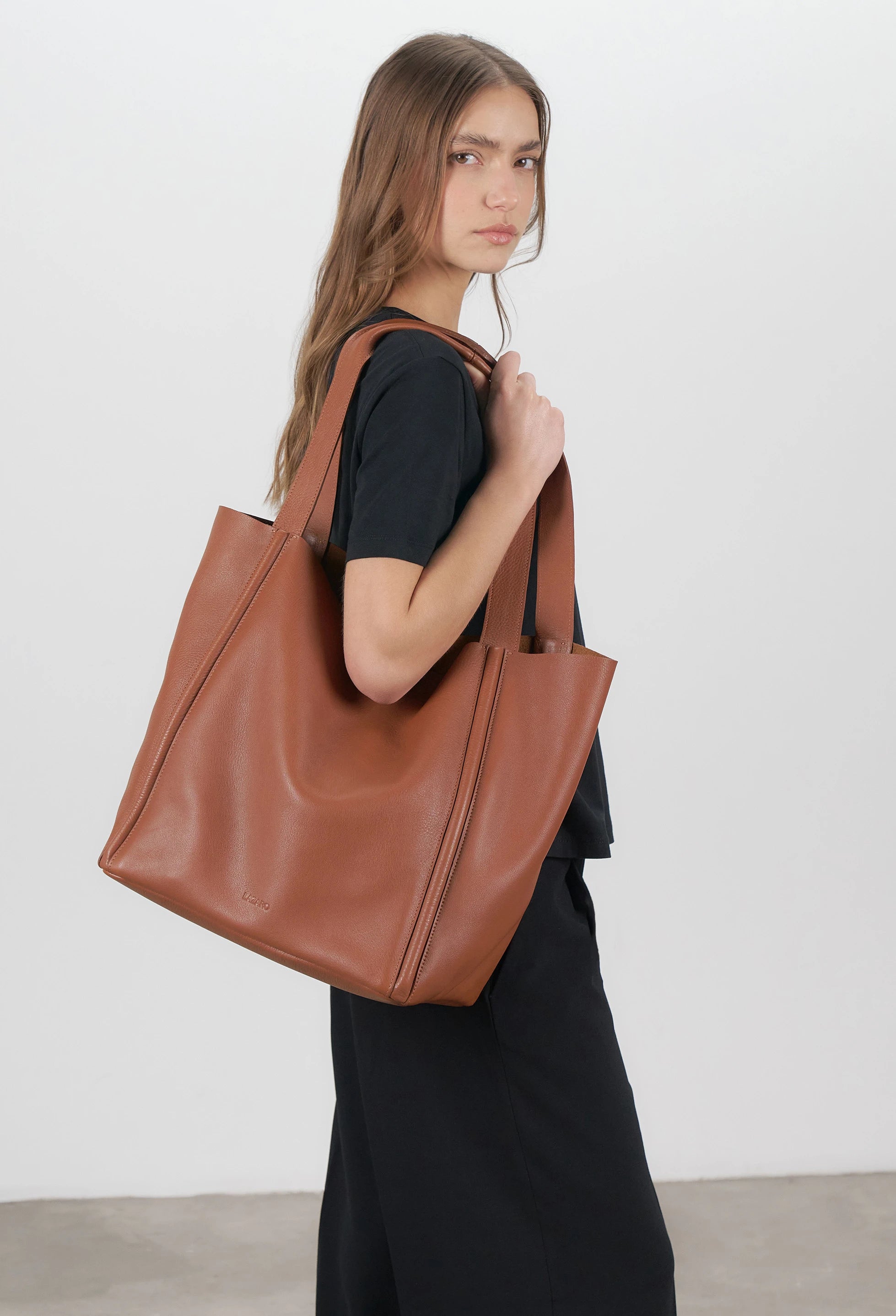 Tala Large Leather Tote Bag - Cognac