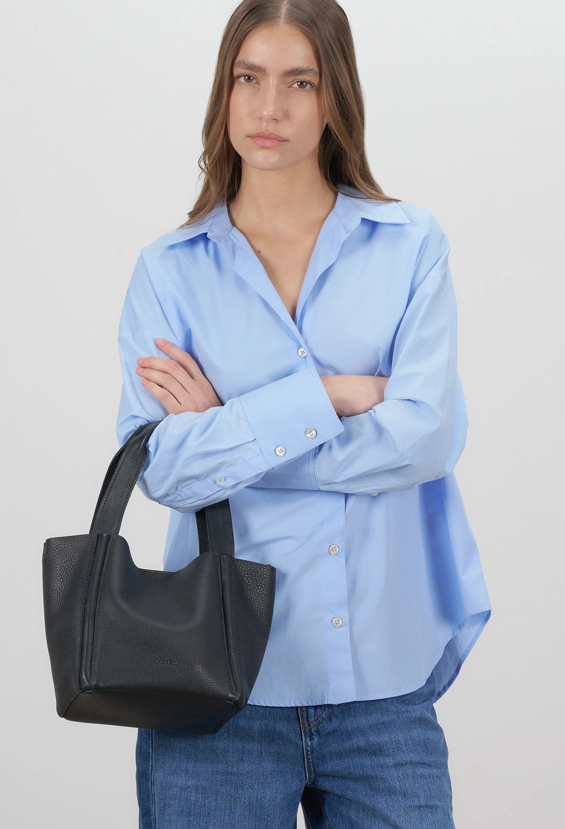 Tala Small Leather Tote Bag - Black