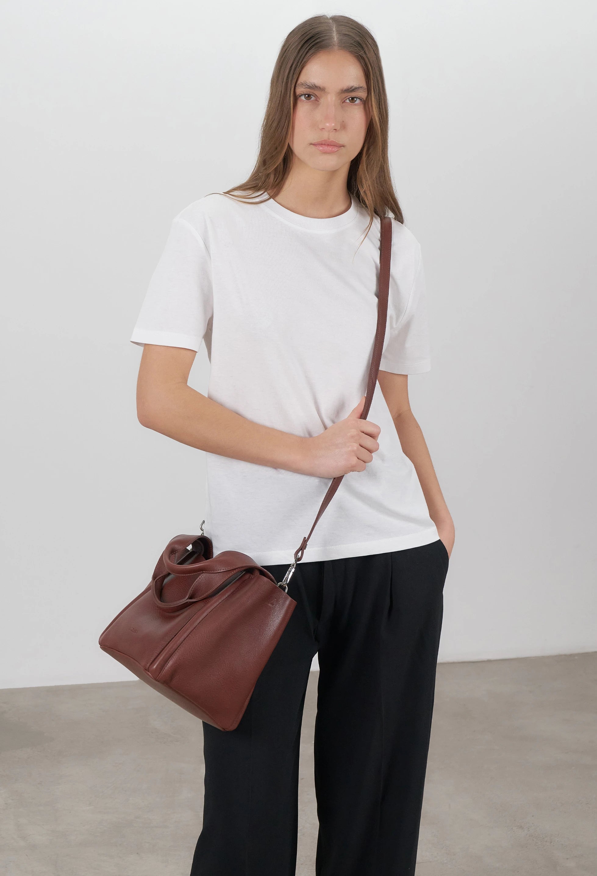 Tala Small Leather Tote Bag - Brown