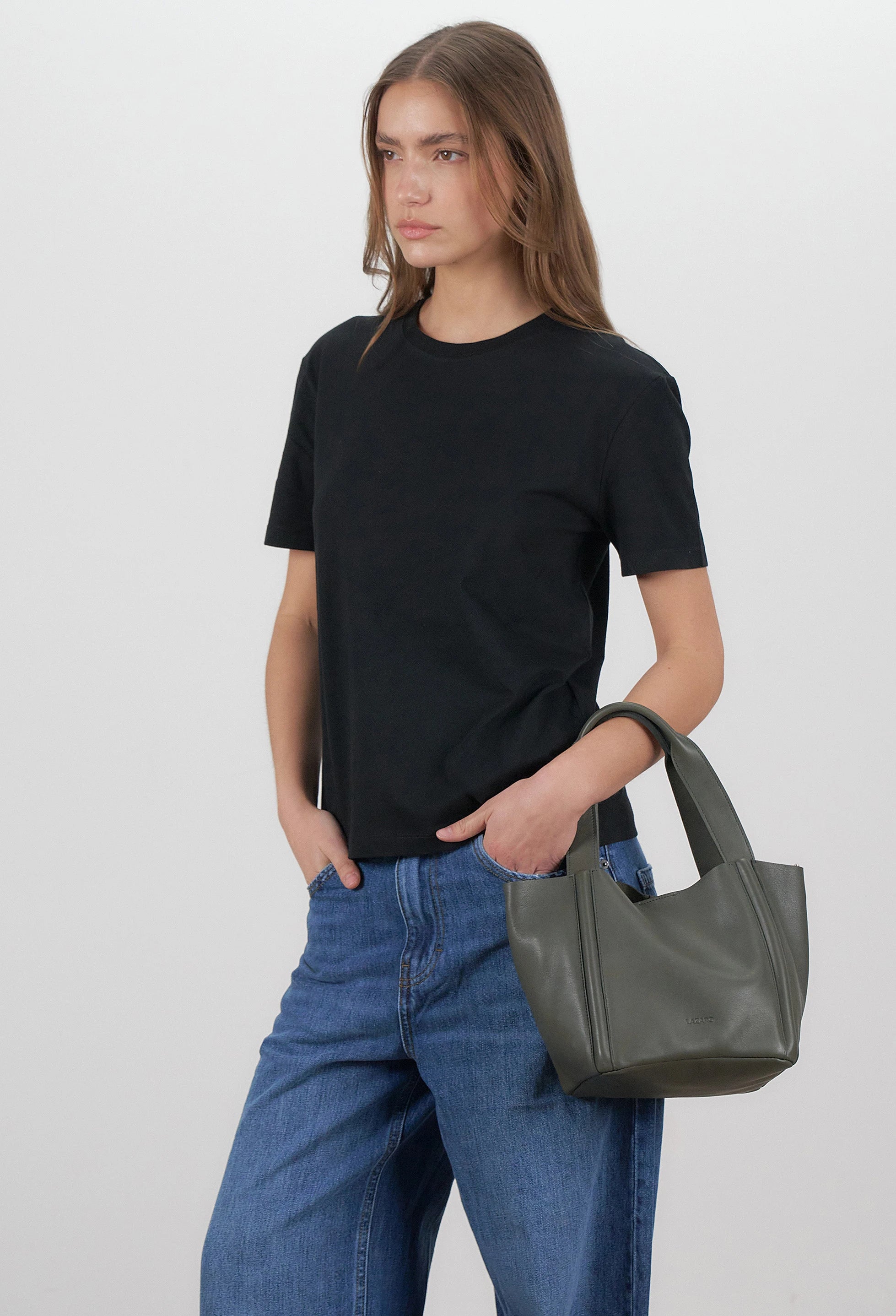 Tala Small Leather Tote Bag - Olive