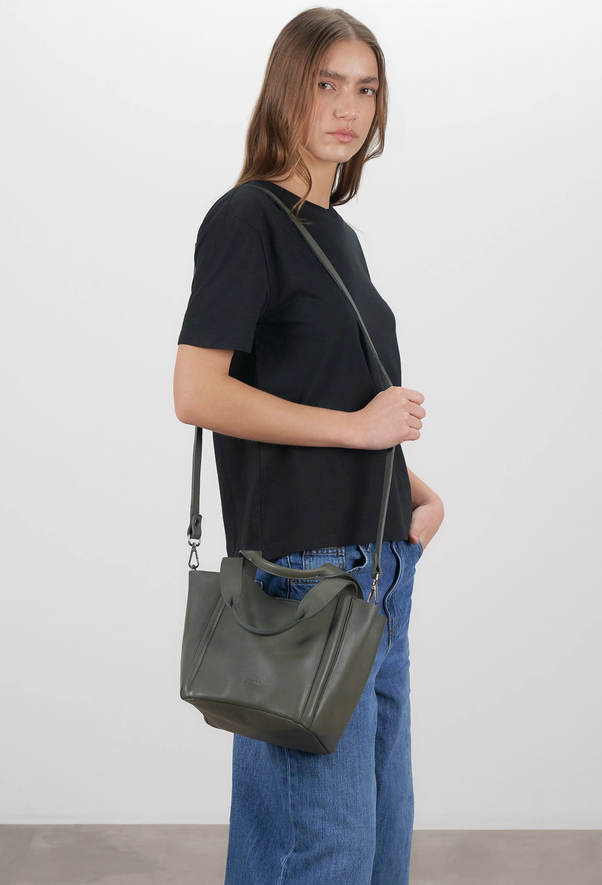 Tala Small Leather Tote Bag - Olive