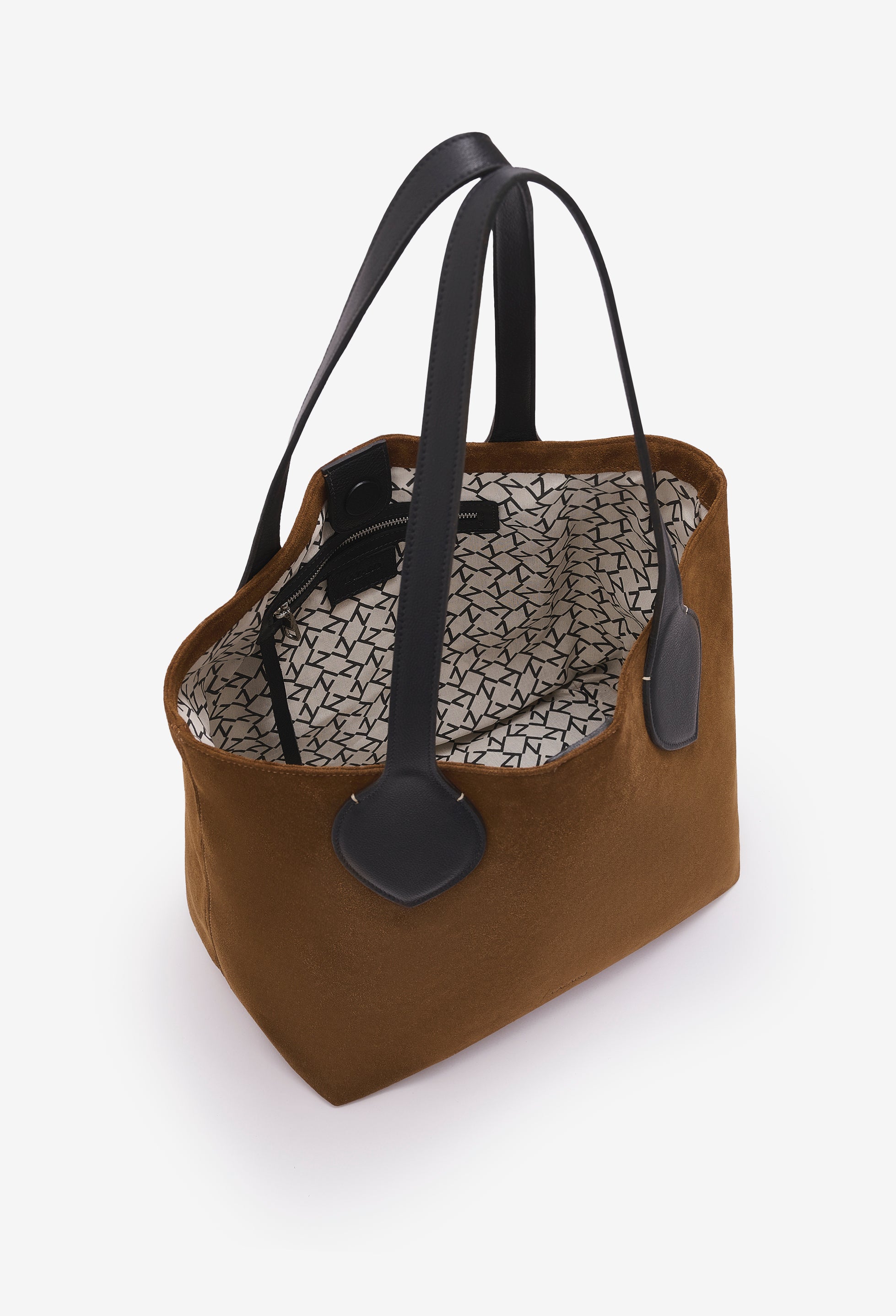 Tika Leather Tote Bag - Tan Suede