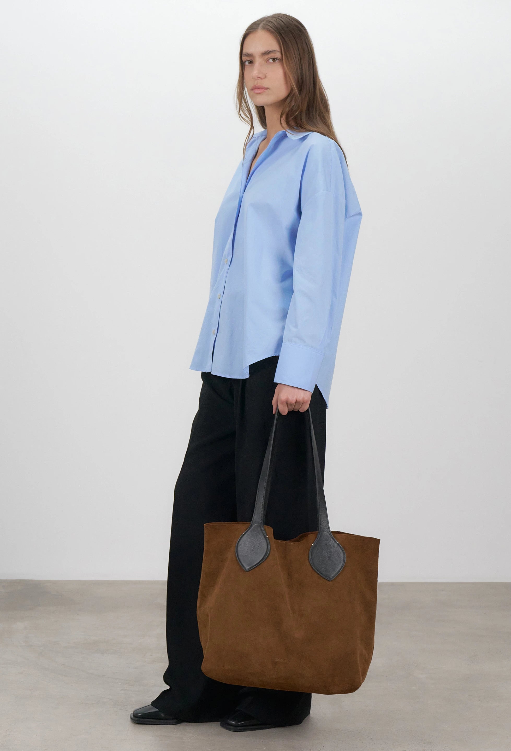 Tika Leather Tote Bag - Tan Suede